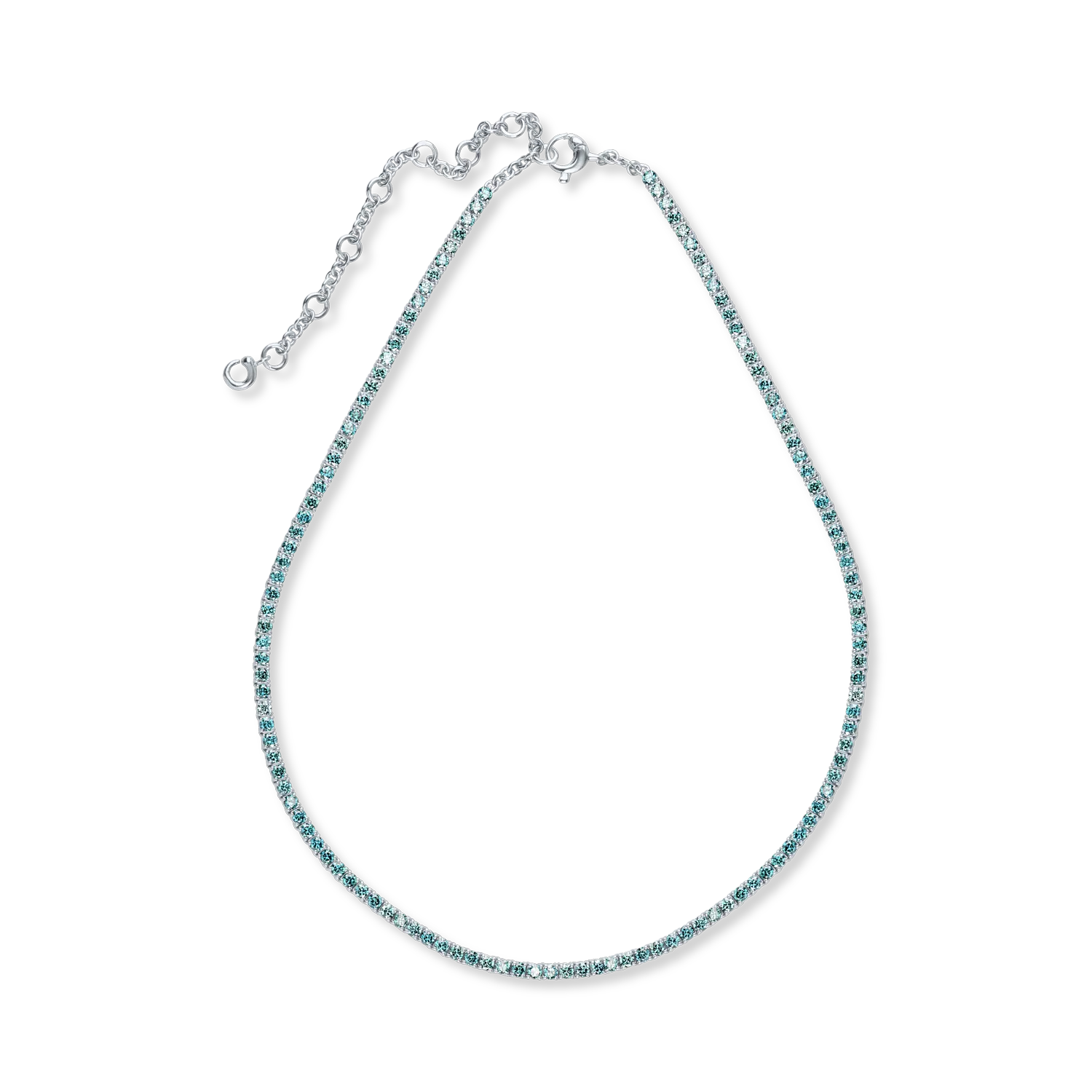 White gold tennis necklace with 6.65ct blue diamonds