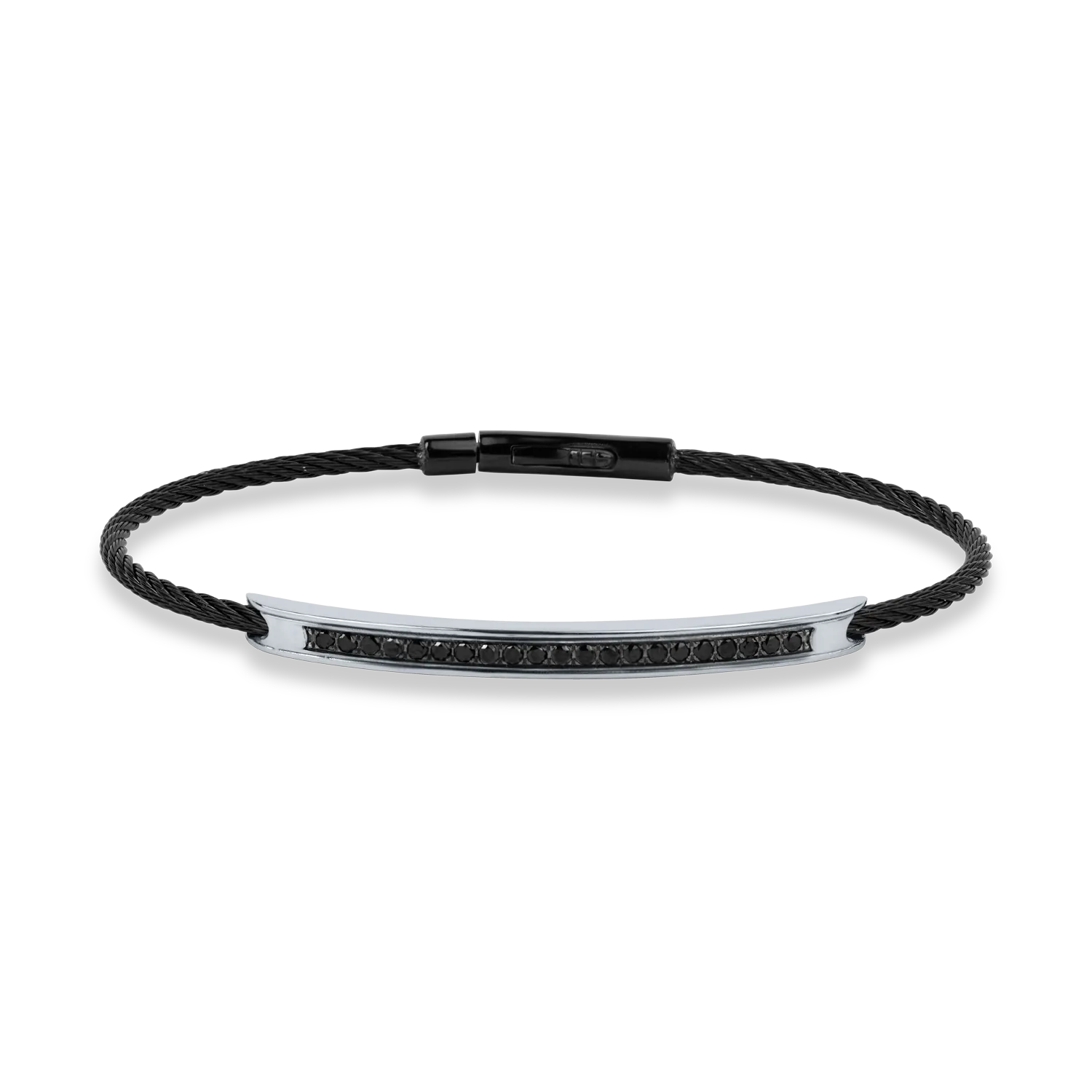 White gold and steel bracelet with 0.28ct black diamonds