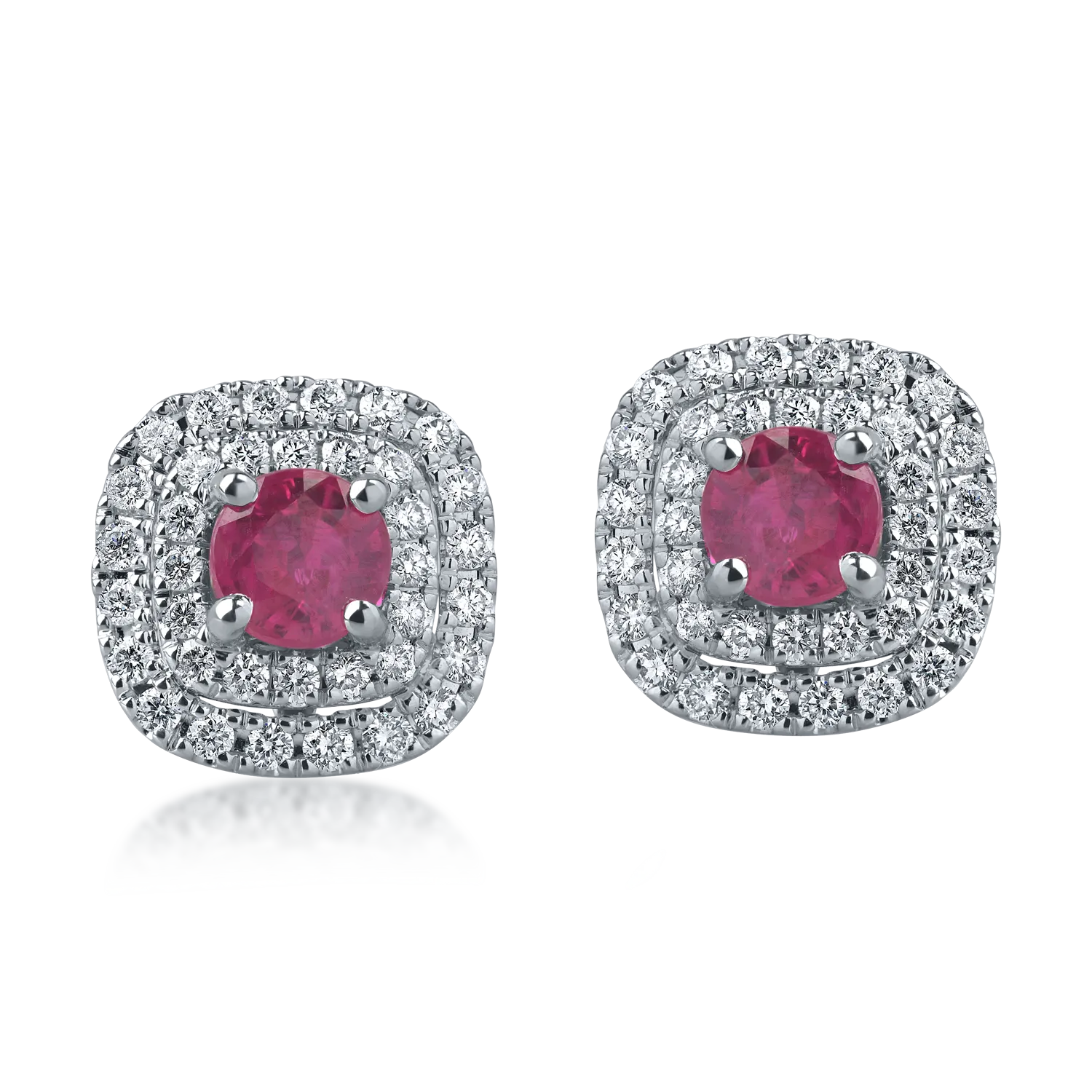 White gold earrings with 1.2ct rubies and 0.67ct diamonds