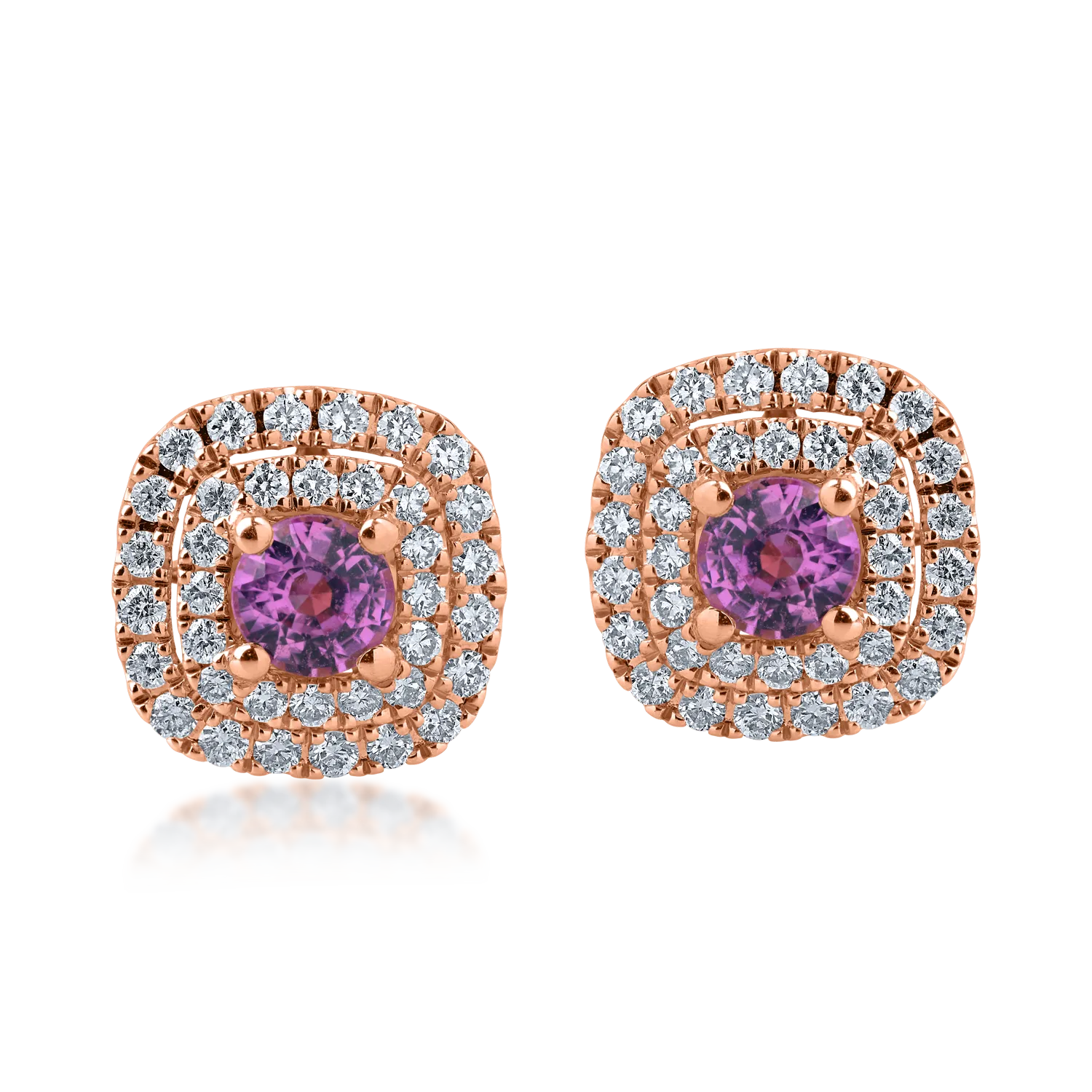 Rose gold earrings with 1.1ct pink sapphire and 0.67ct diamonds