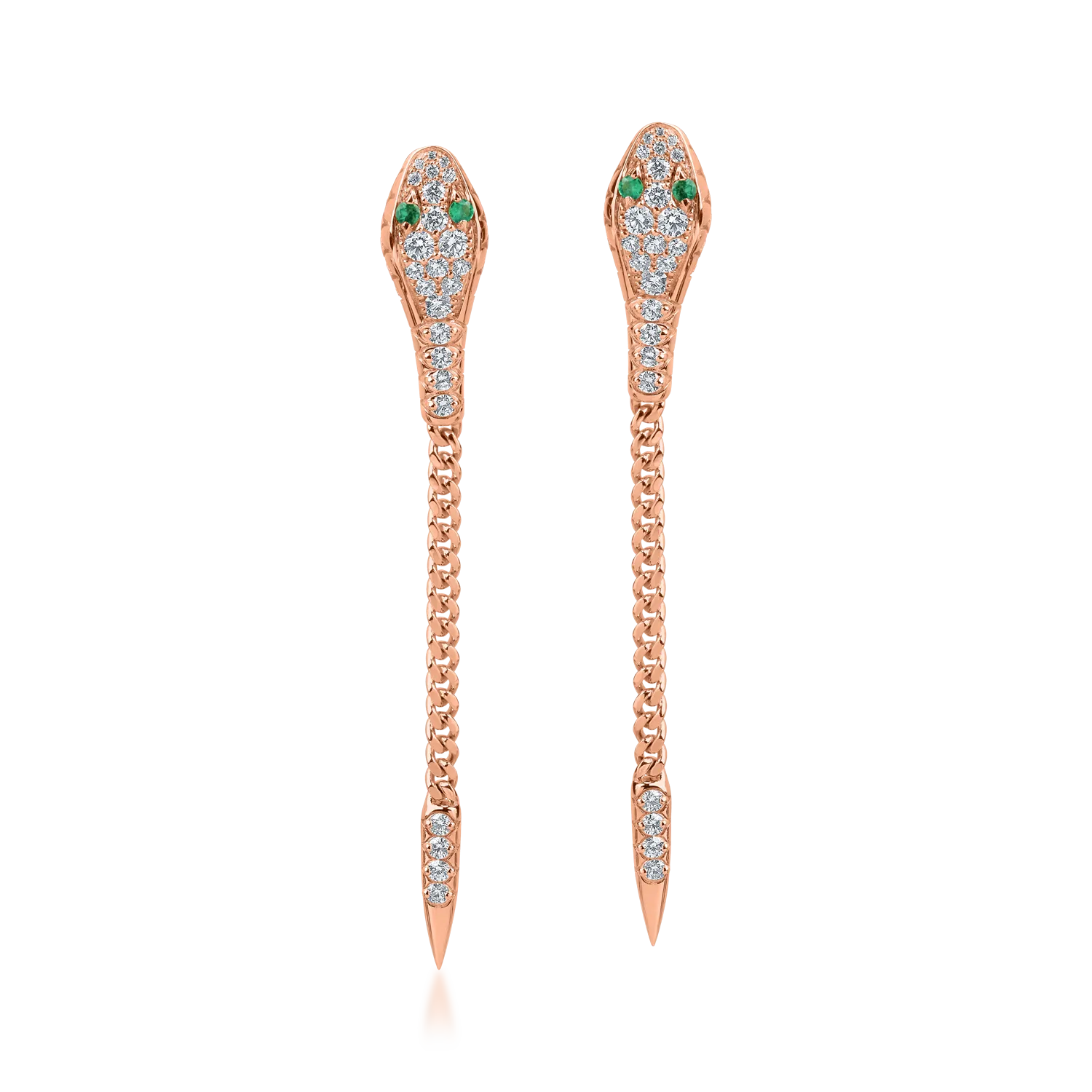 Rose gold earrings with 0.1ct emeralds and 1ct diamonds