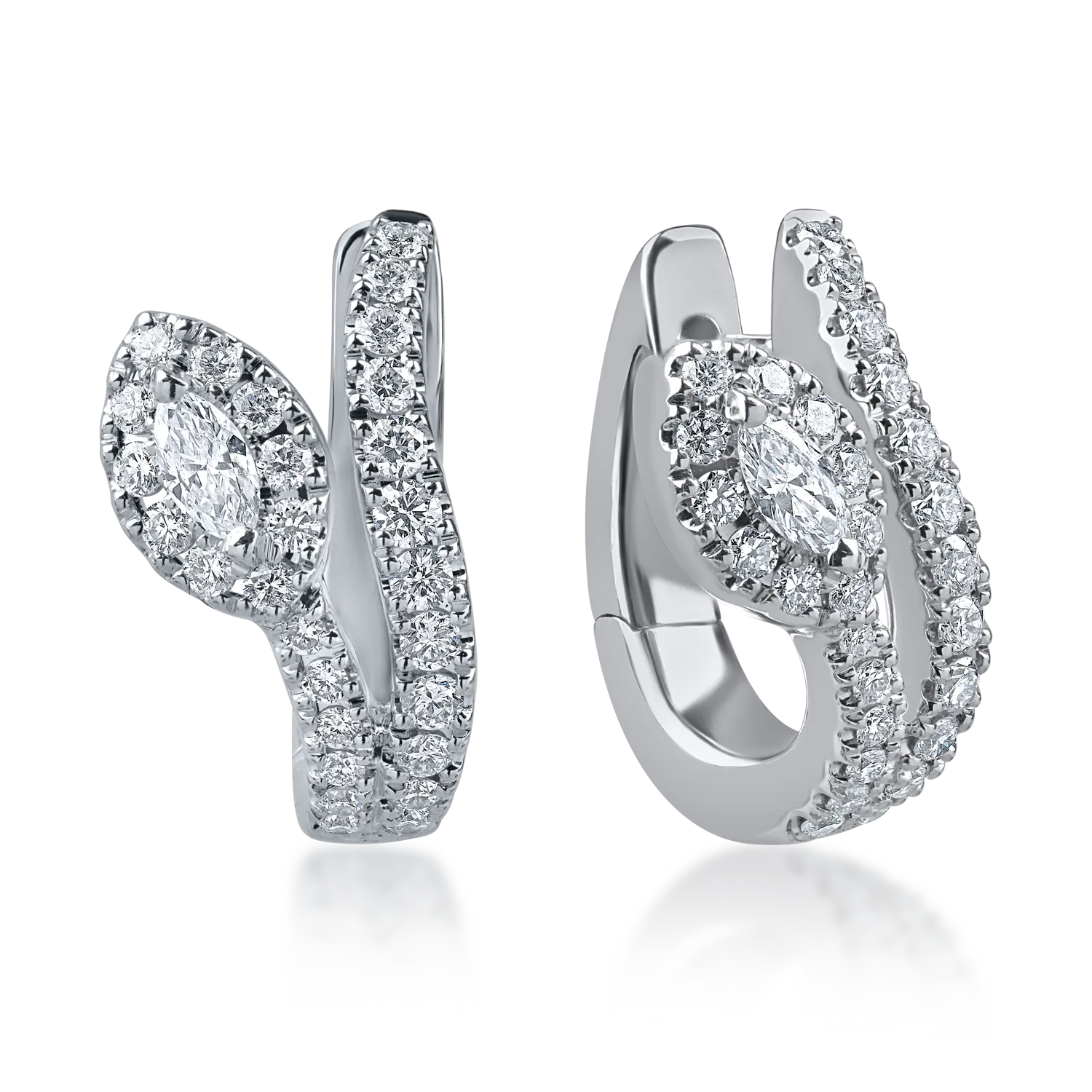 Teilor Cercei din aur alb cu diamante marquise si rotunde de 0.63ct
