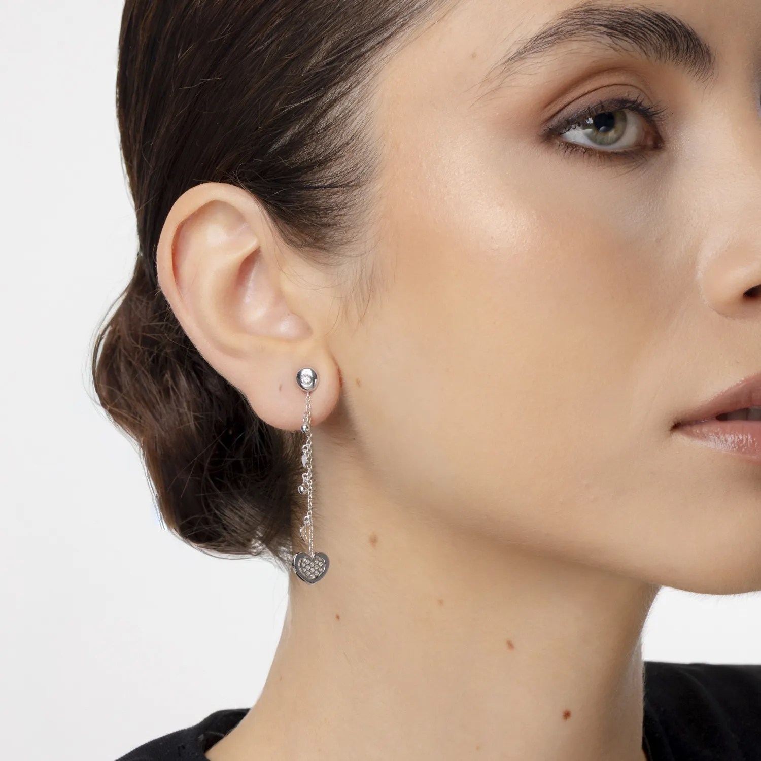 Fehér arany fülbevaló 0.22ct gyémánttal