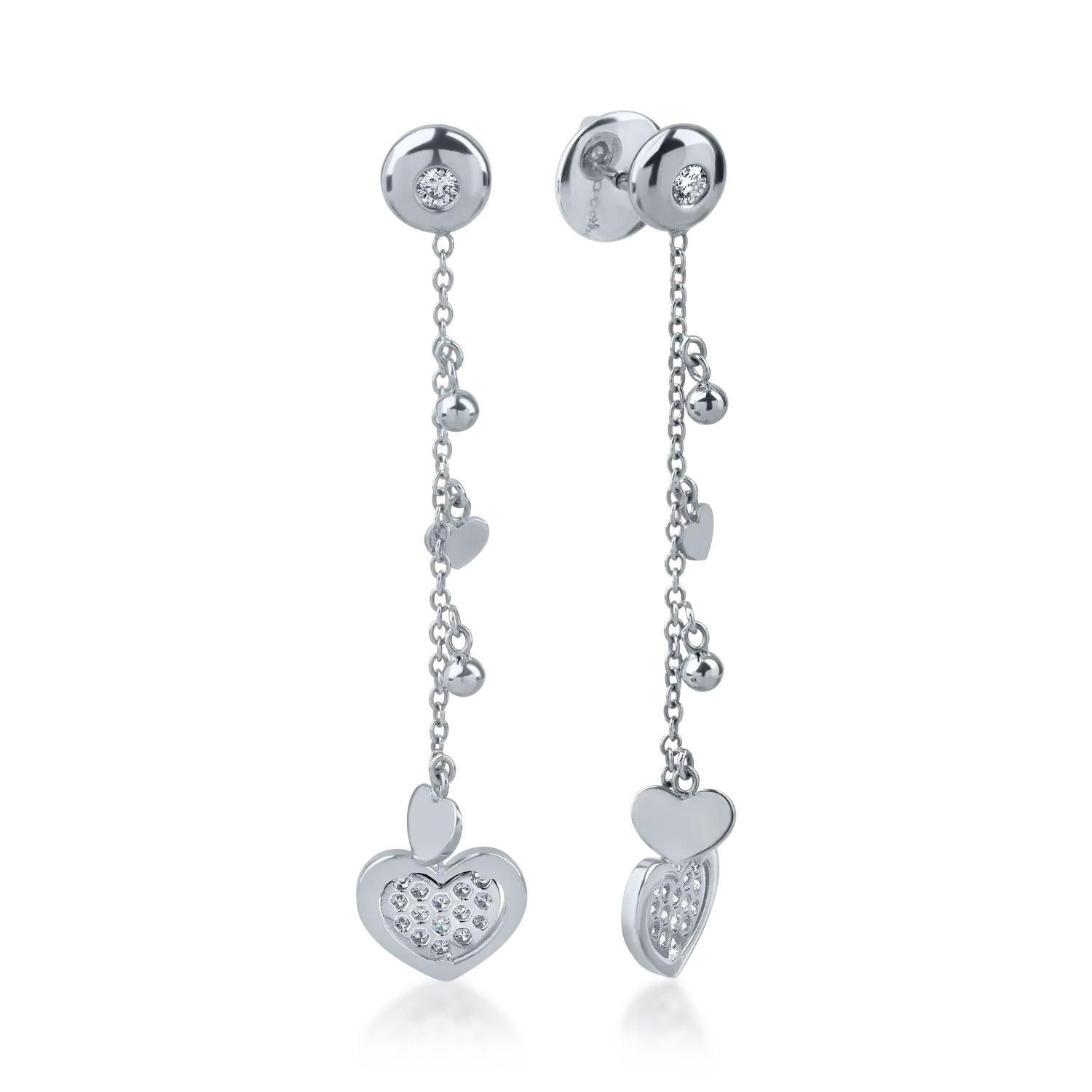 Teilor Cercei inimi din aur alb cu diamante de 0.22ct