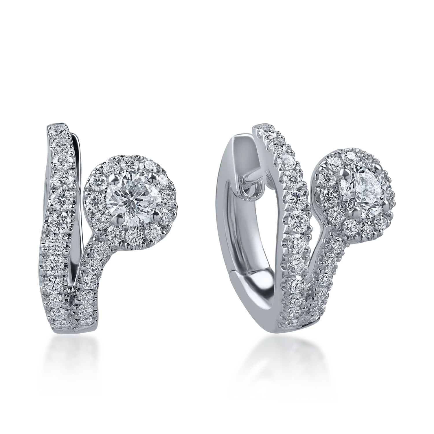 Teilor Cercei din aur alb cu diamante cushion si rotunde de 1.02ct