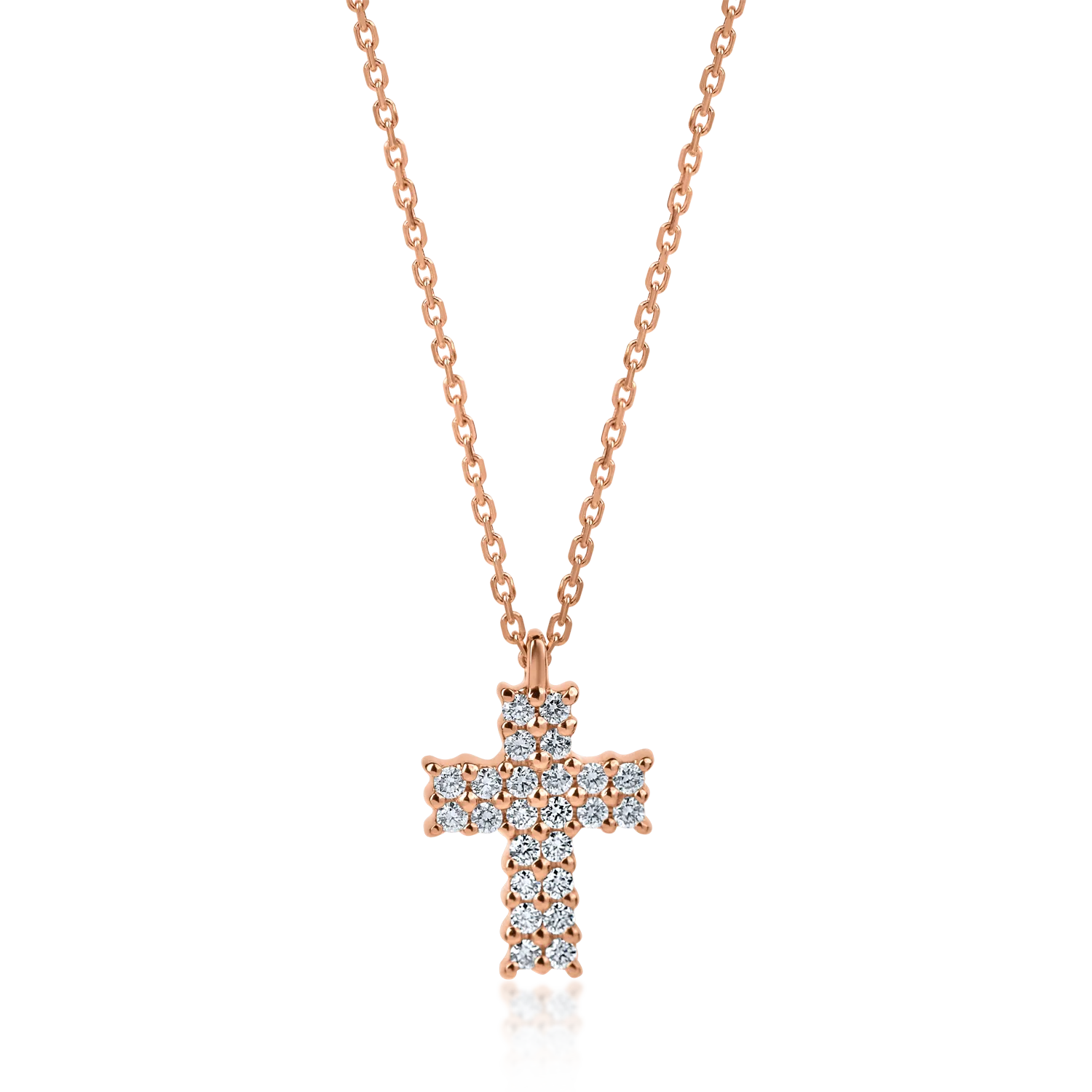 Rose gold cross pendant necklace with 0.33ct diamonds