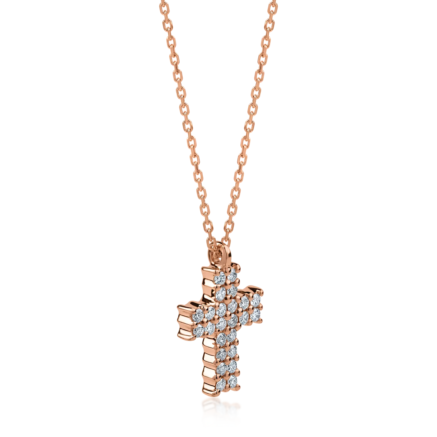 Rose gold cross pendant necklace with 0.33ct diamonds