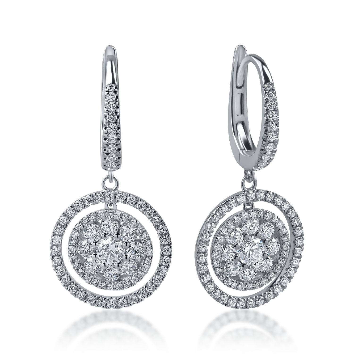Kolczyki z białego złota z diamentami o masie 1.64ct