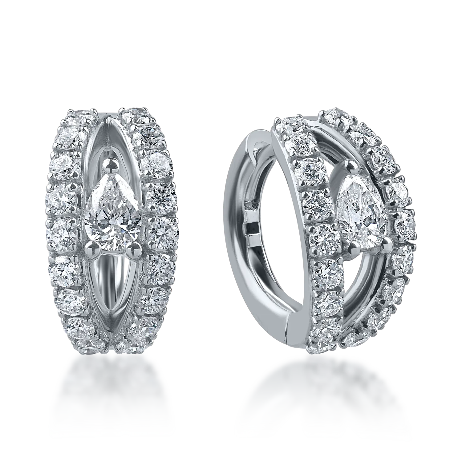 Kolczyki z białego złota z diamentami o masie 1.04ct