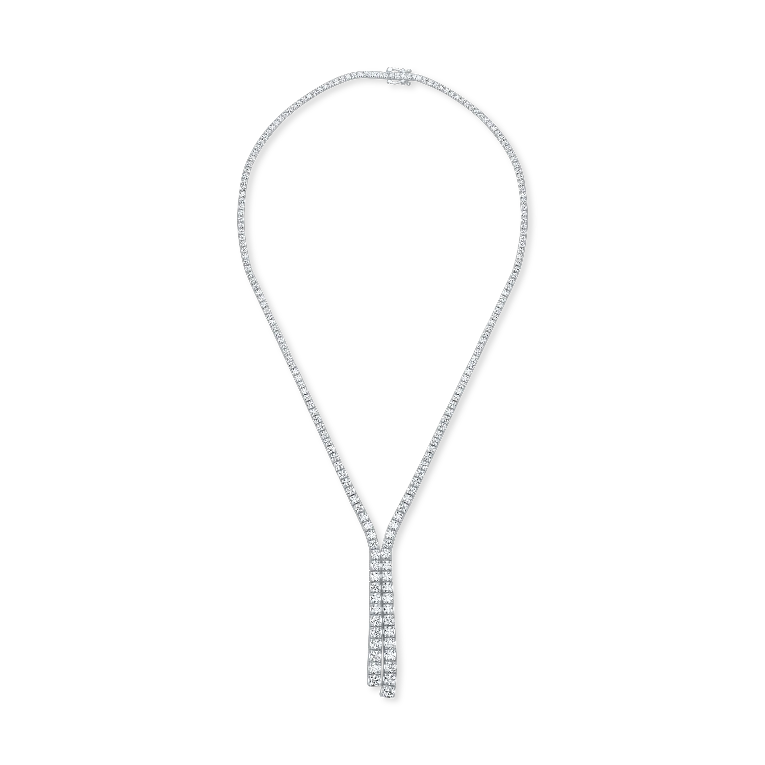 Colier tennis din aur alb cu diamante de 9.6ct