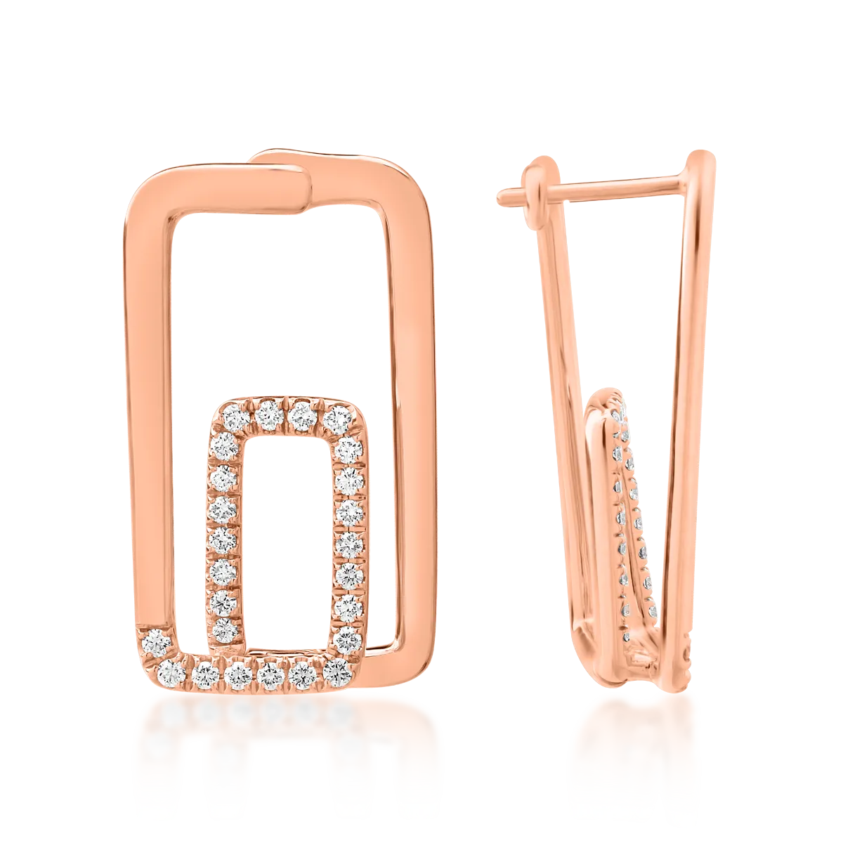 Kolczyki z różowego złota z diamentami o masie 0.52ct