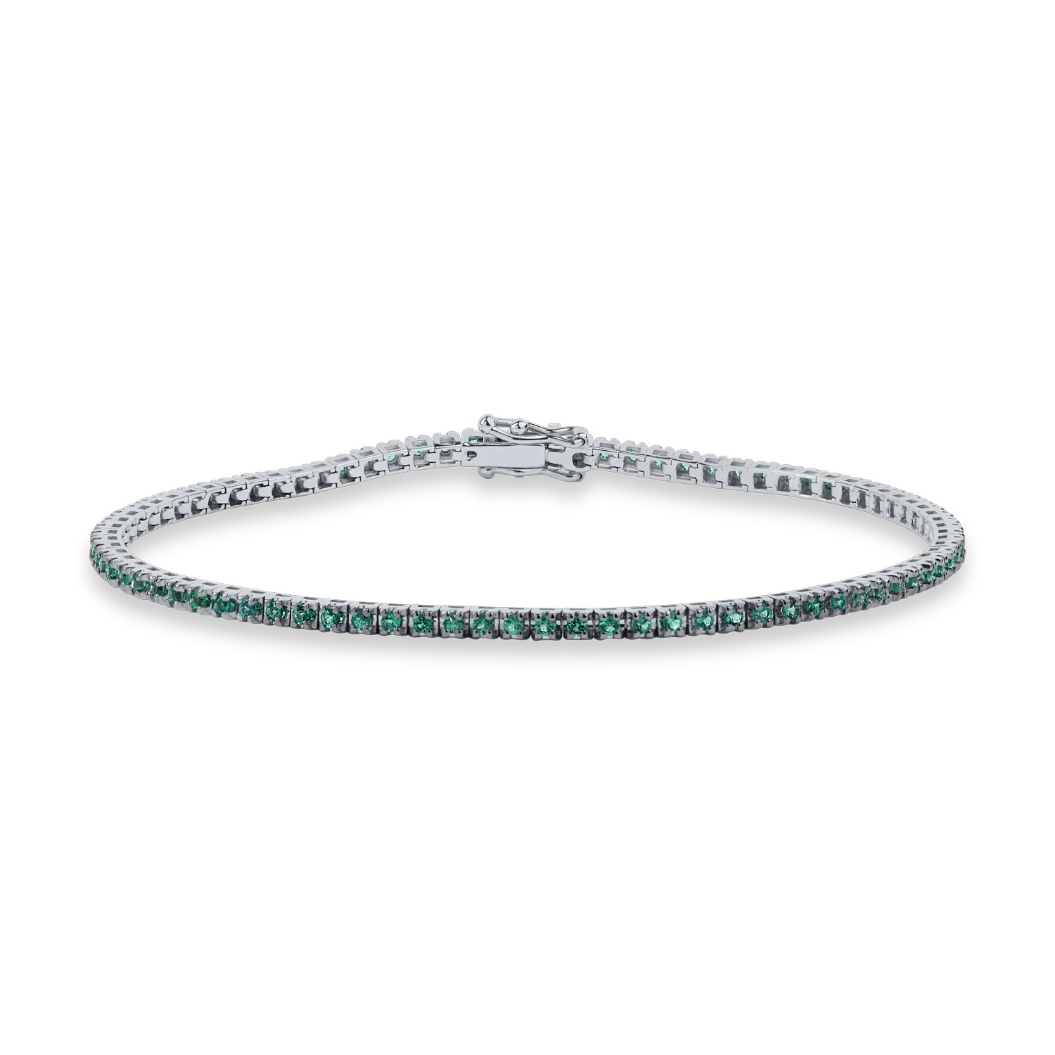 White gold tennis bracelet with 0.85ct emeralds