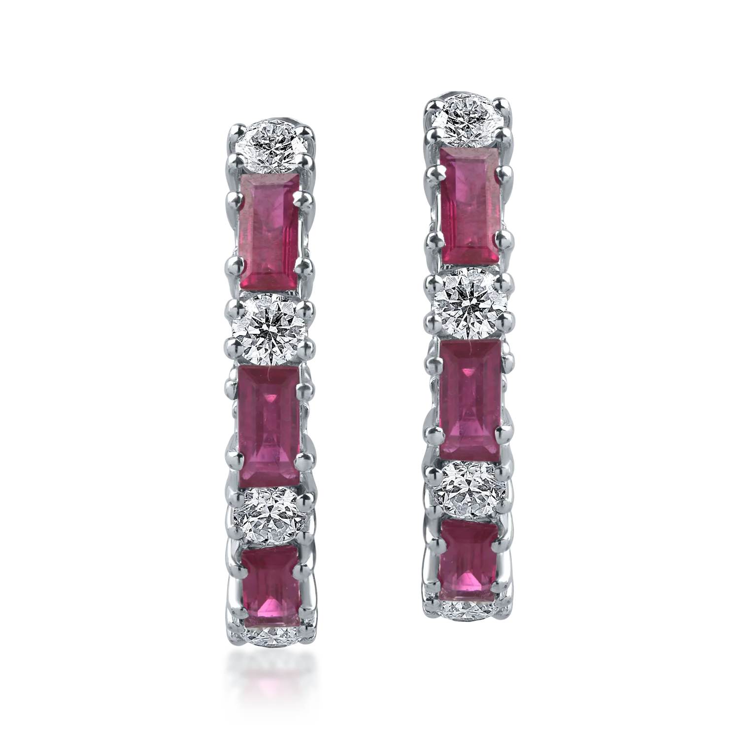 White gold earrings with 0.8ct rubies and 0.2ct diamonds