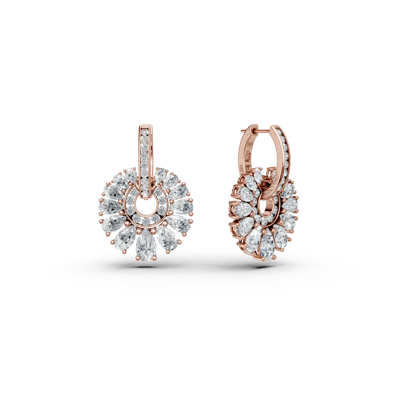 Rose gold earrings with 5.72ct diamonds