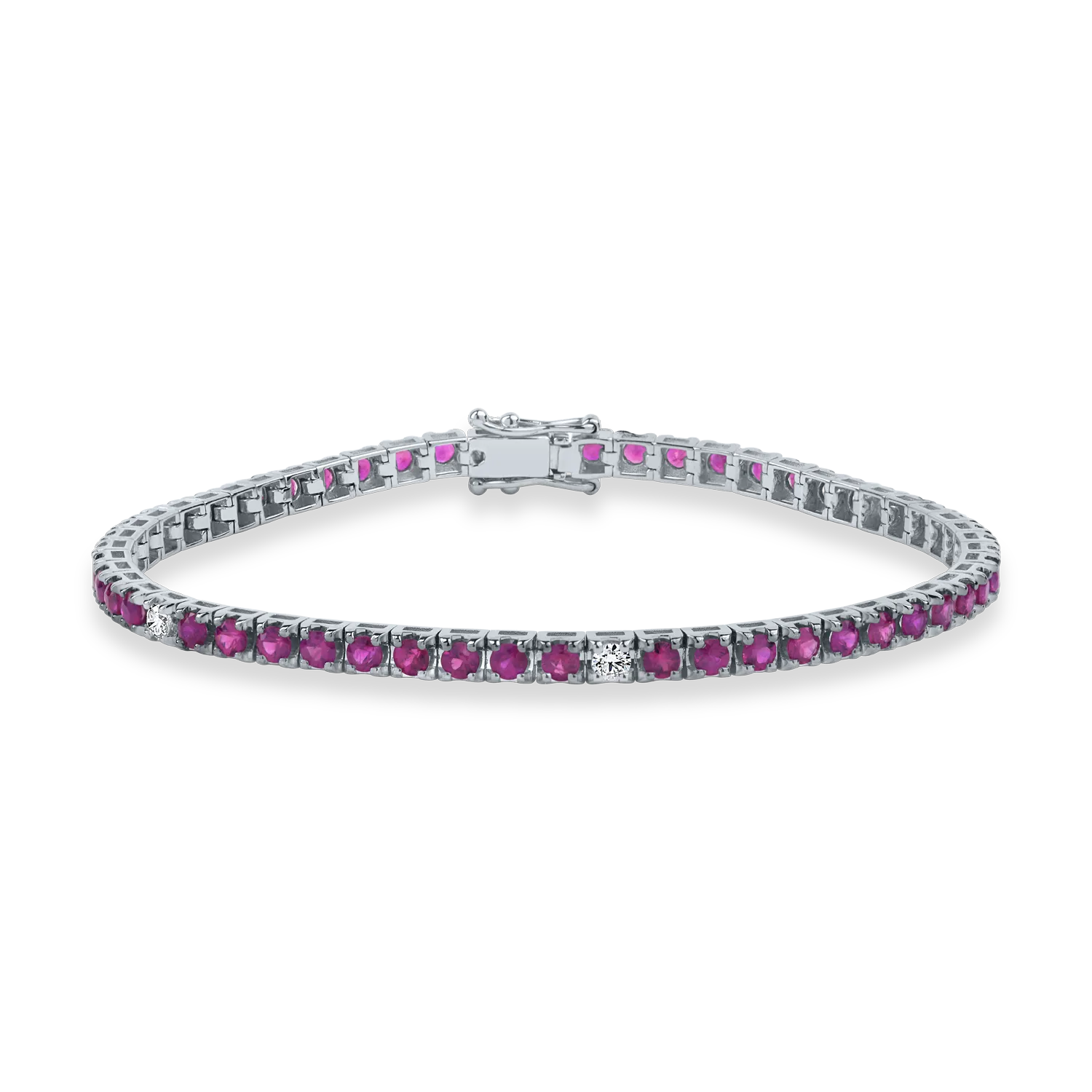 White gold tennis bracelet with 4.05ct rubies and diamonds