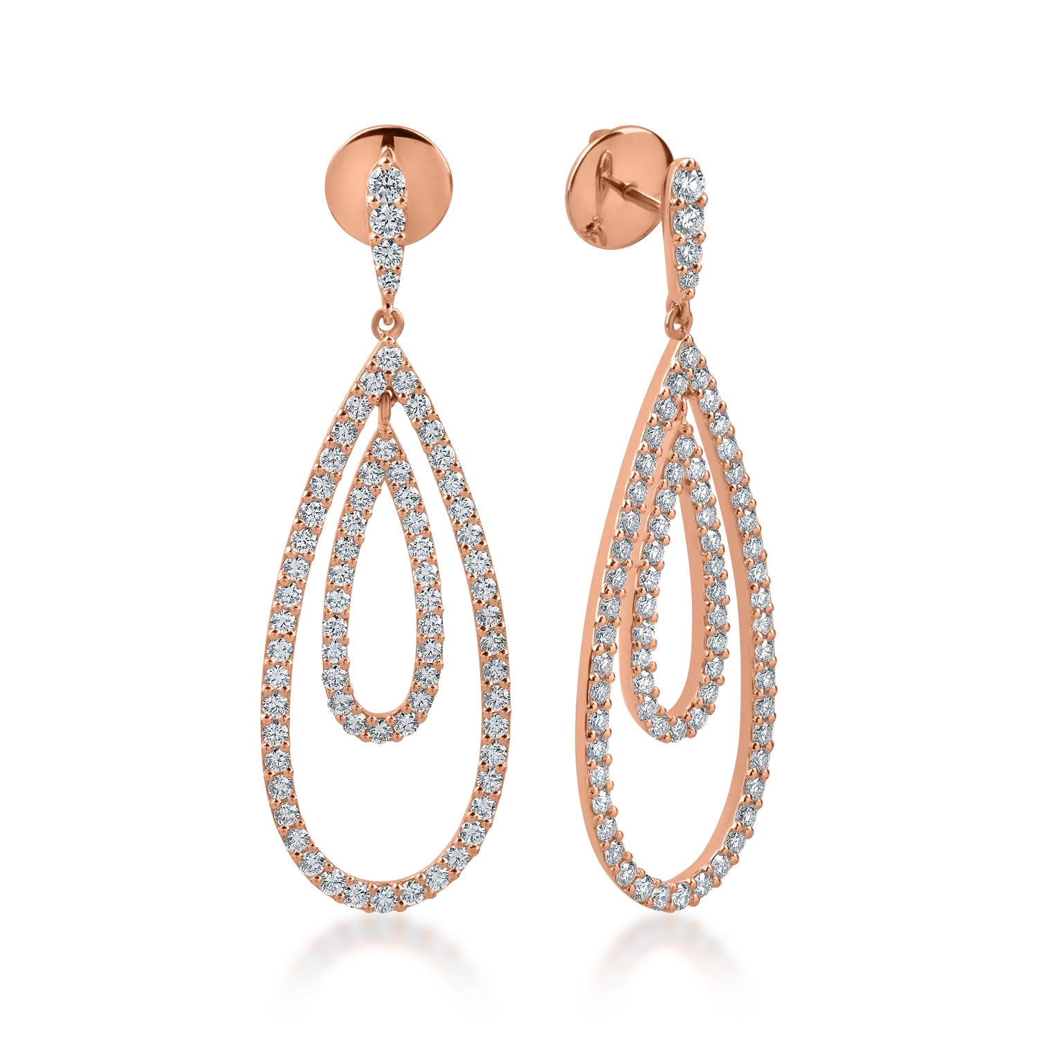 Rose gold earrings with 2.7ct diamonds