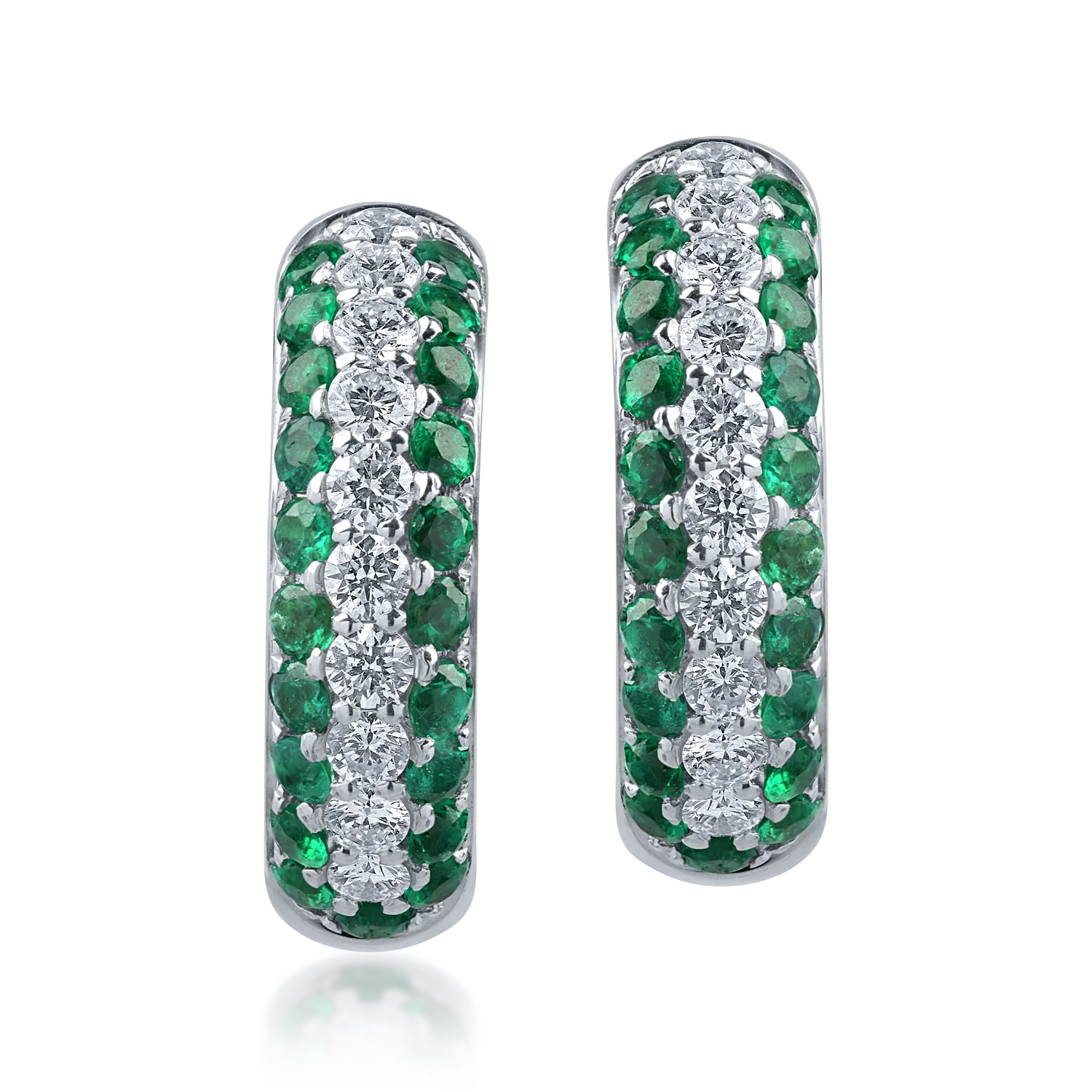 Cercei din aur alb cu diamante si smaralde de 1.22ct-186273
