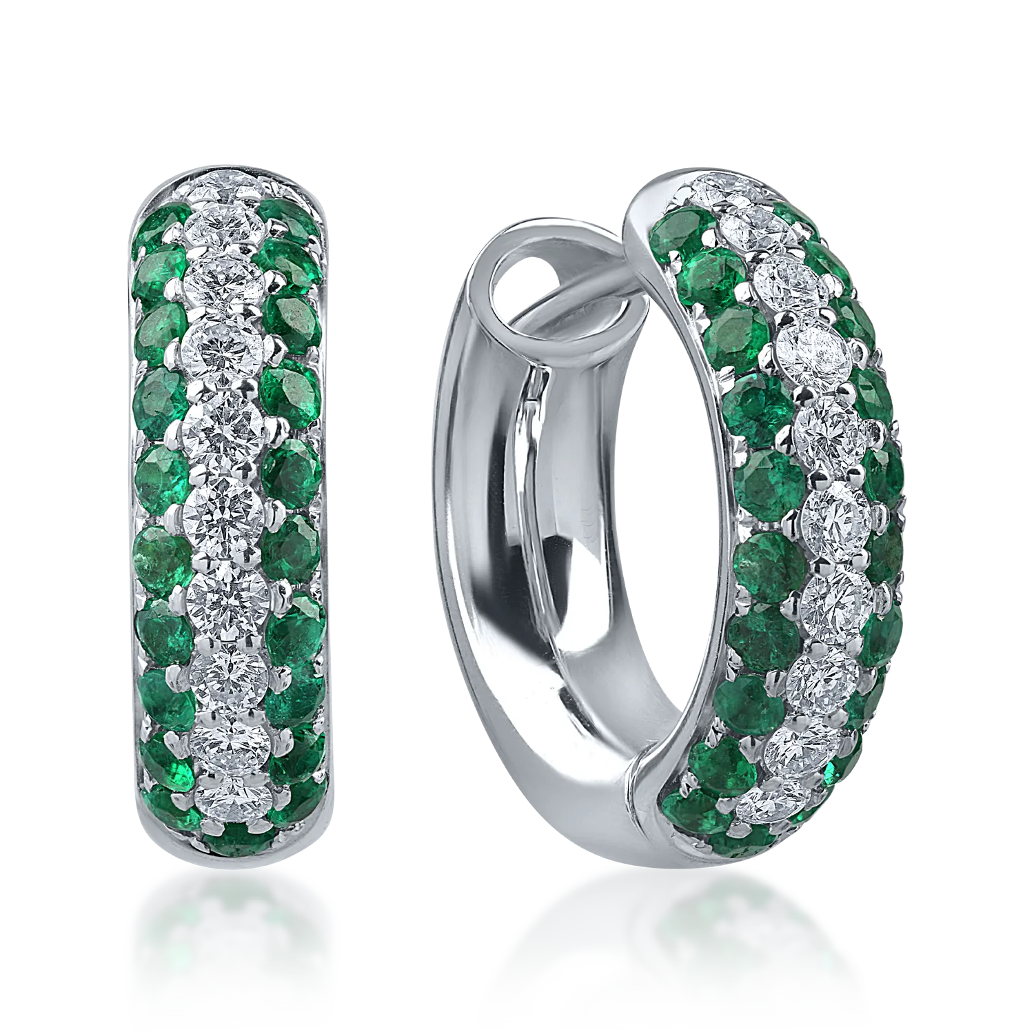 Teilor Cercei din aur alb cu diamante si smaralde de 1.22ct