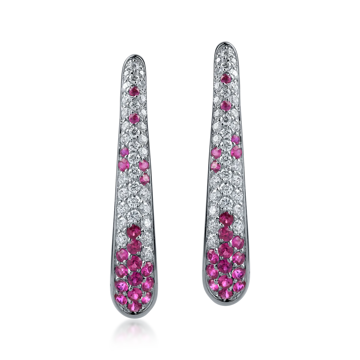 White gold earrings with 0.5ct rubies and 0.4ct diamonds