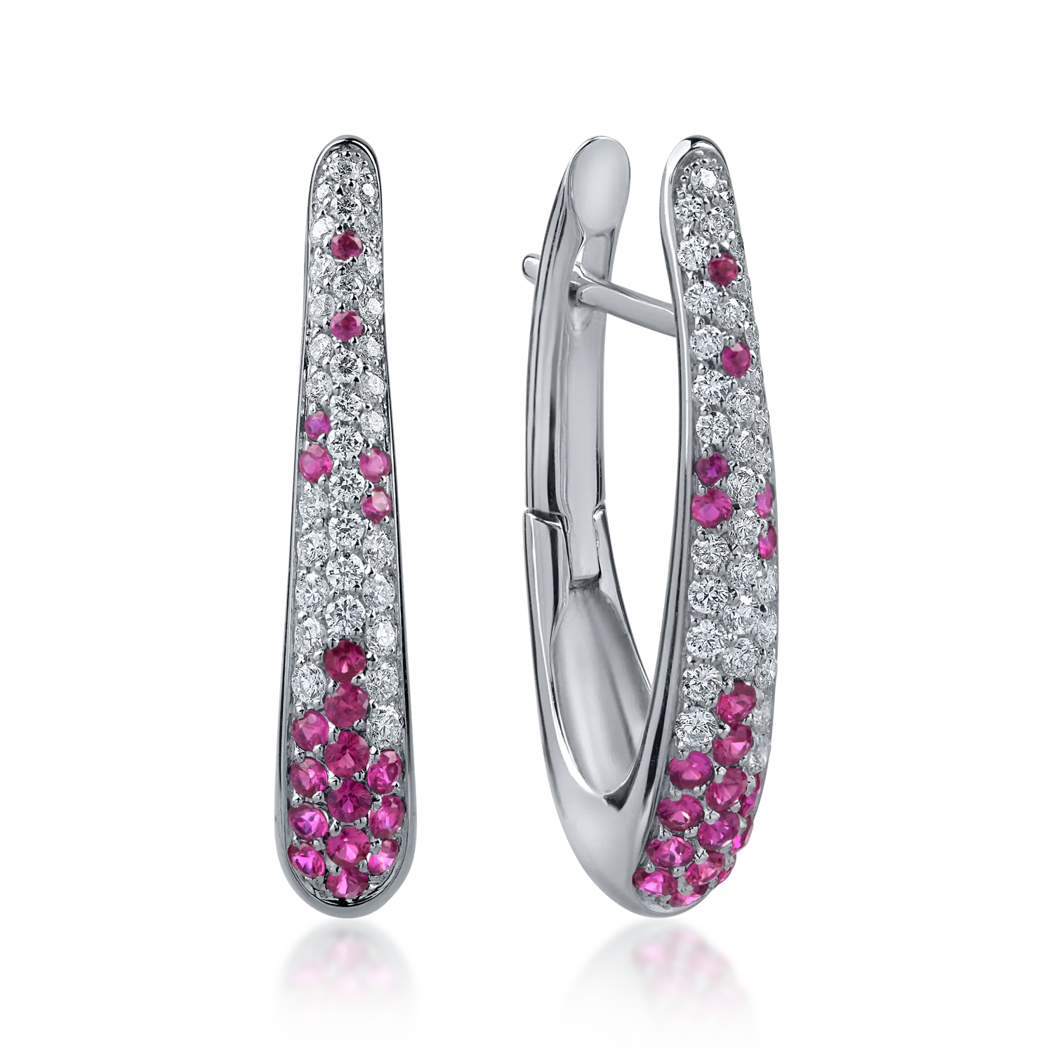 Teilor Cercei din aur alb cu rubine de 0.5ct si diamante de 0.4ct