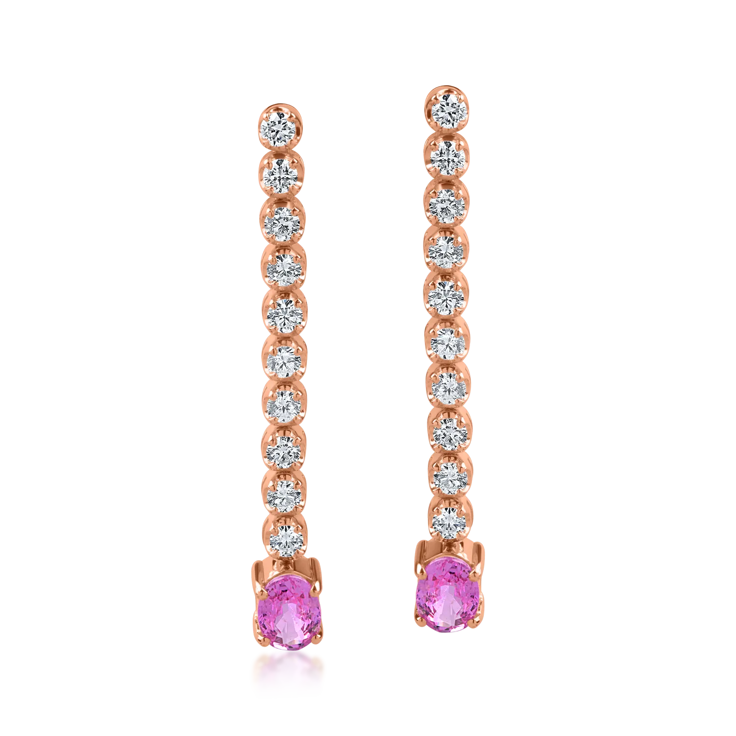 Rose gold earrings with 1.3ct pink sapphires and 0.86ct diamonds