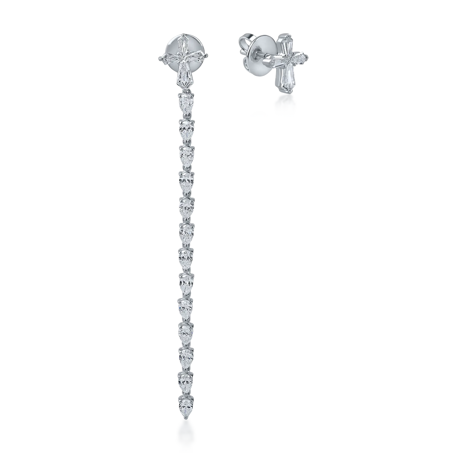 Teilor Cercei din aur alb cu diamante pear si kite de 2.89ct