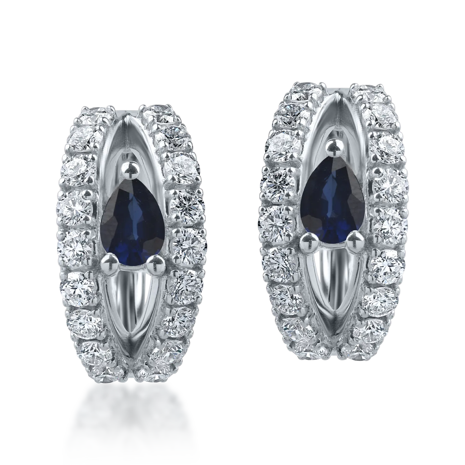 White gold earrings with 0.5ct sapphires and 0.75ct diamonds