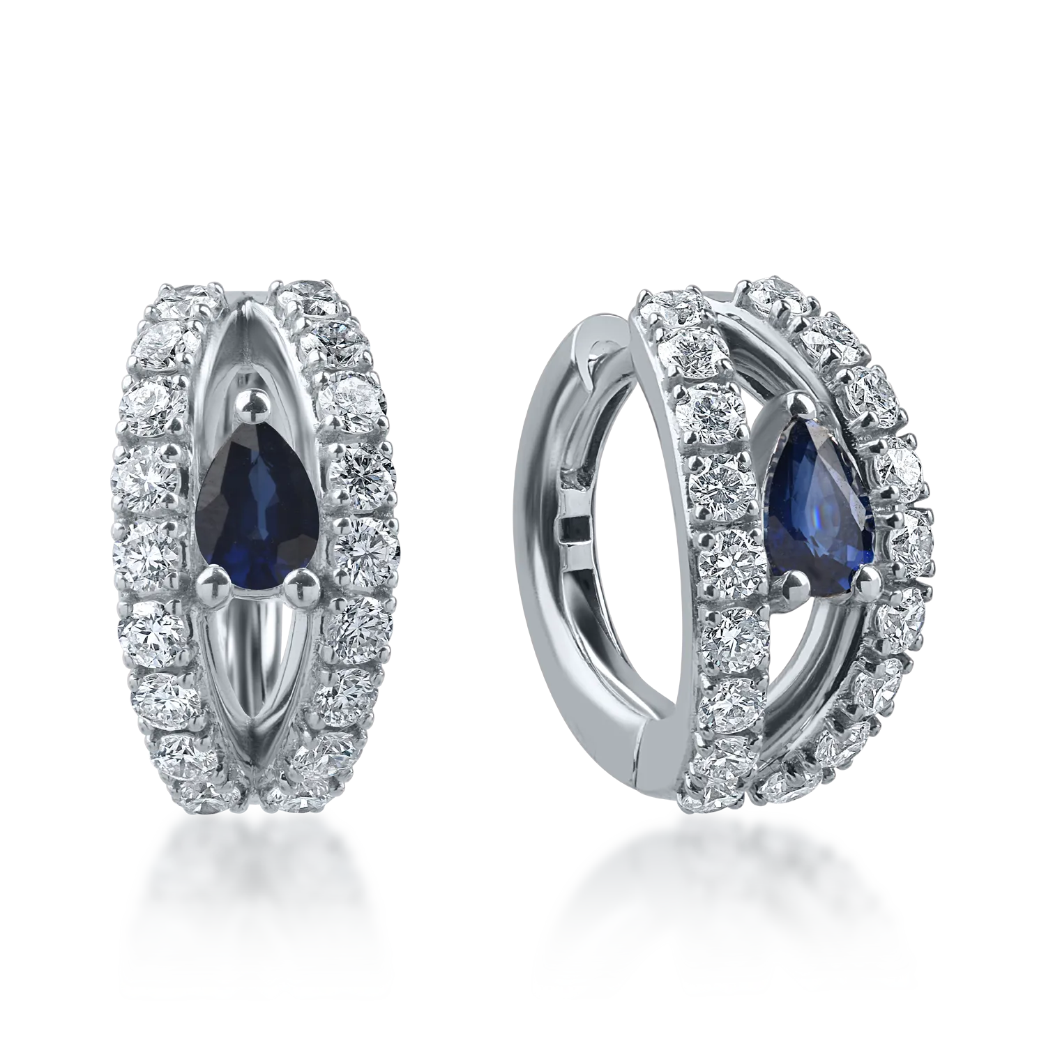 White gold earrings with 0.5ct sapphires and 0.75ct diamonds