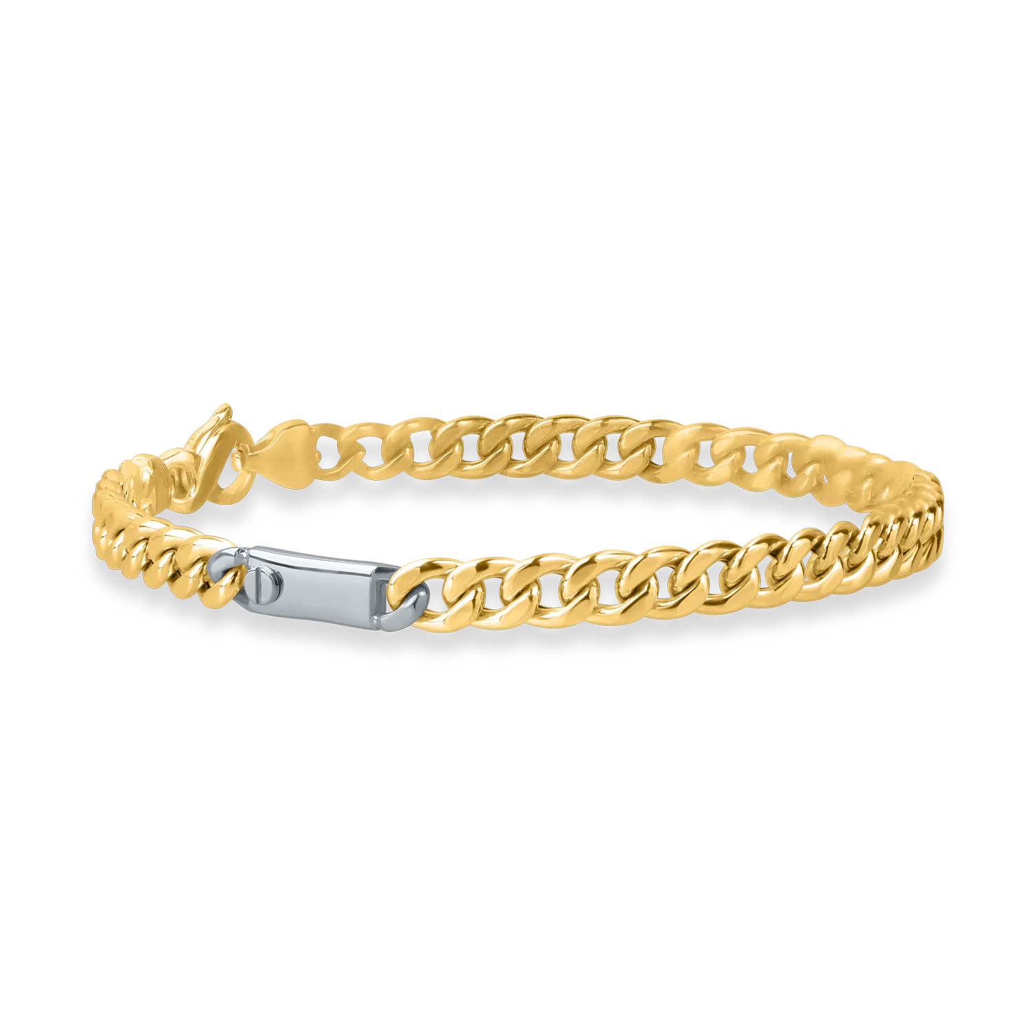 White-yellow gold men's bracelet