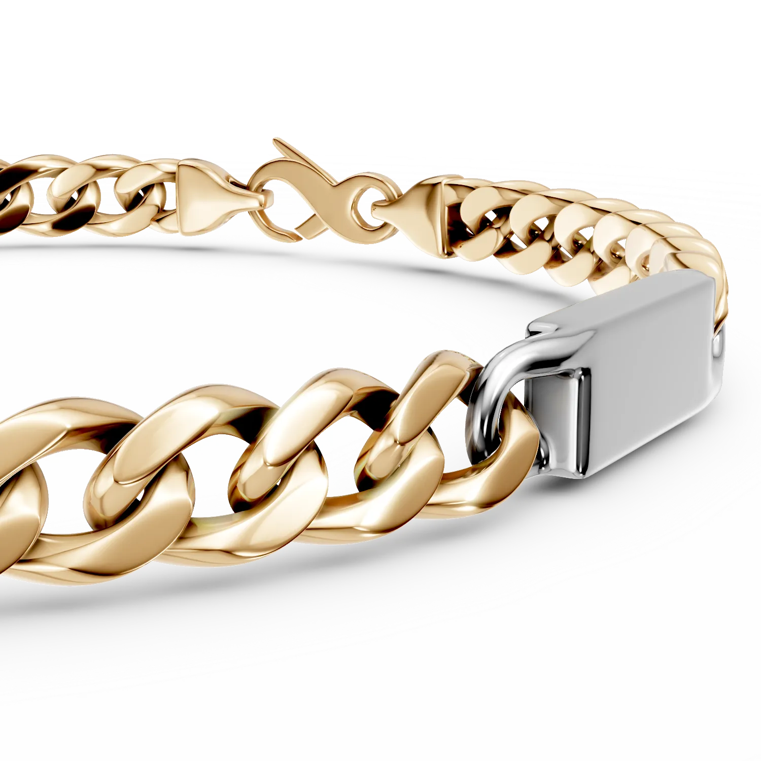 White-yellow gold men's bracelet