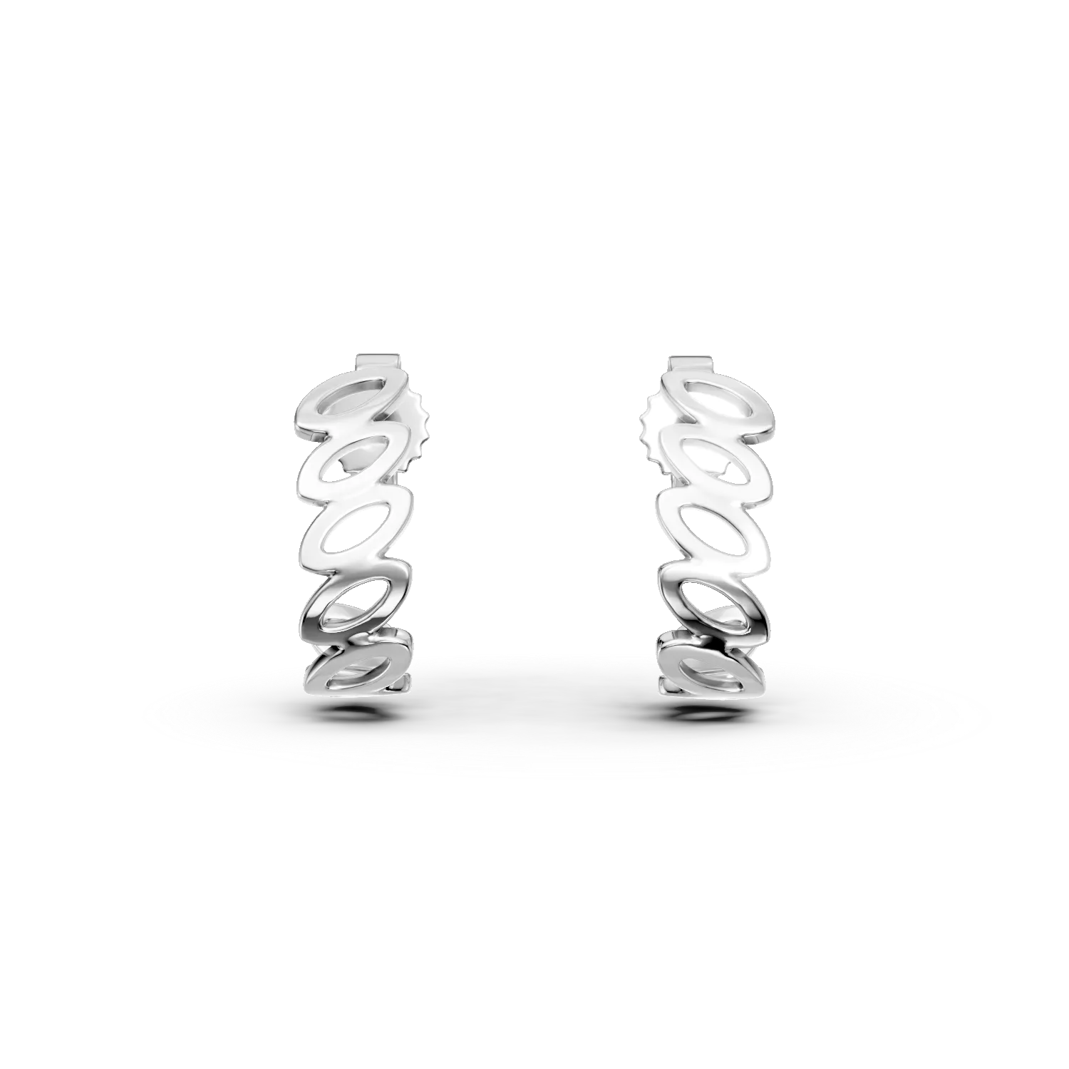 White gold screw back geometric earrings-186308