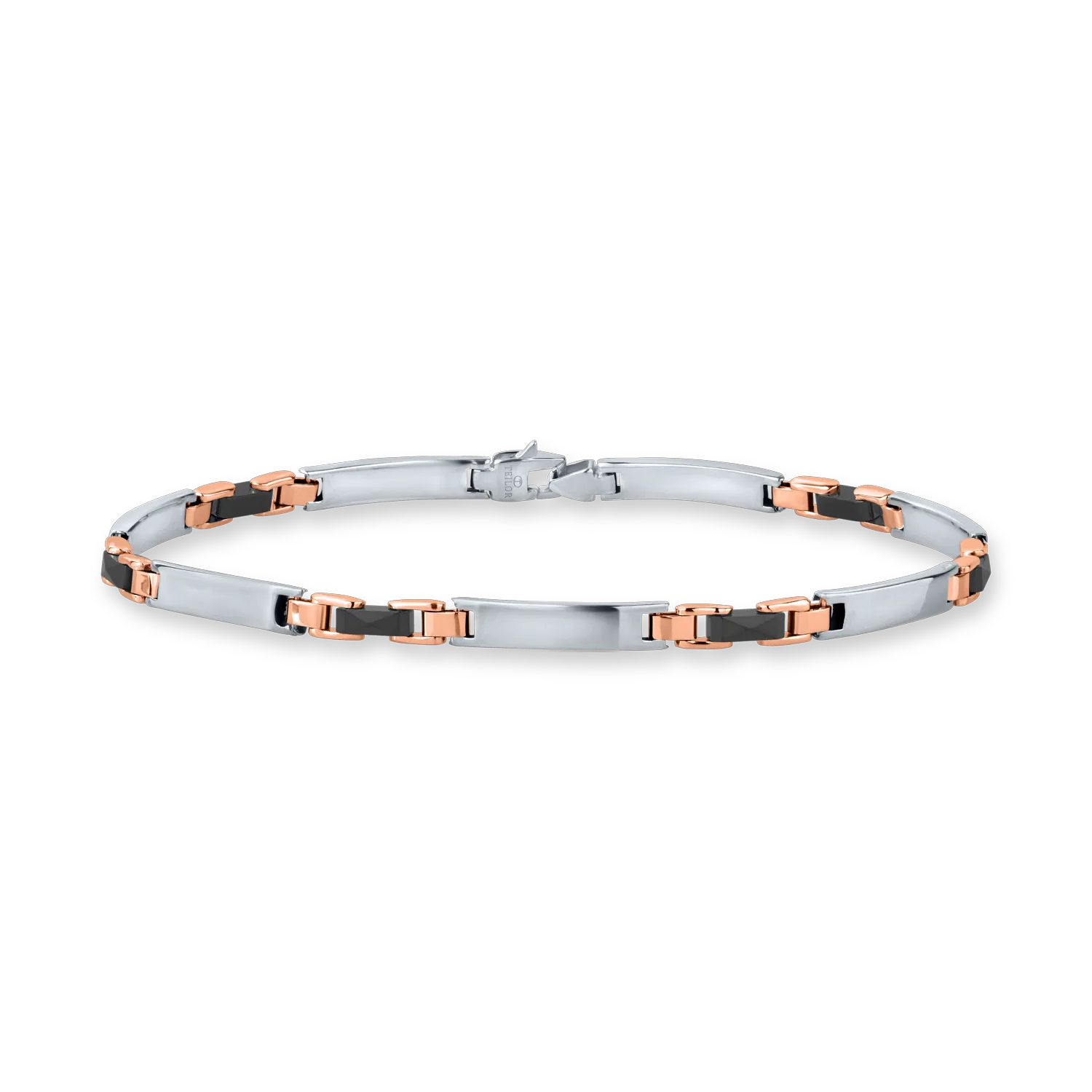 White-rose gold men's bracelet