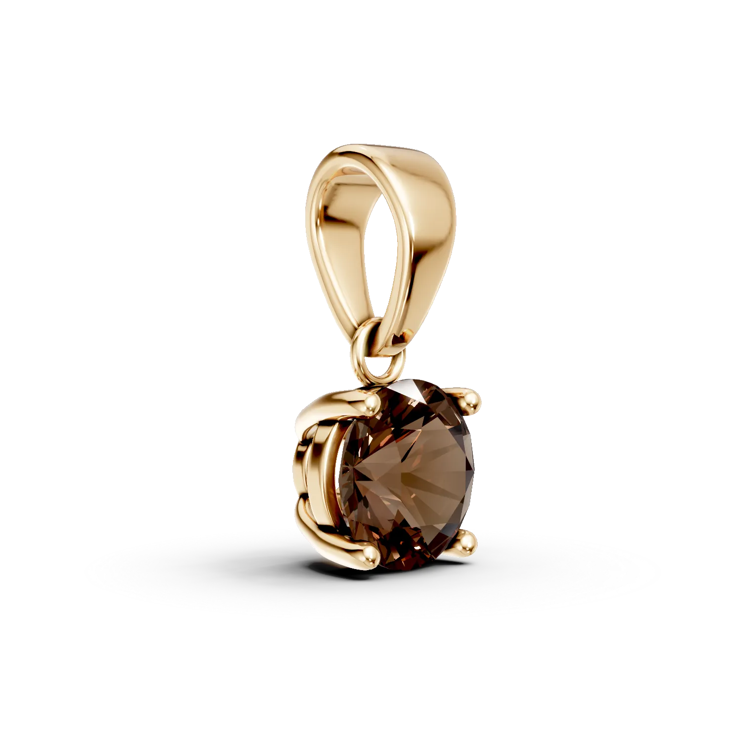 Pandantiv din aur galben cu quartz fumuriu de 0.8ct