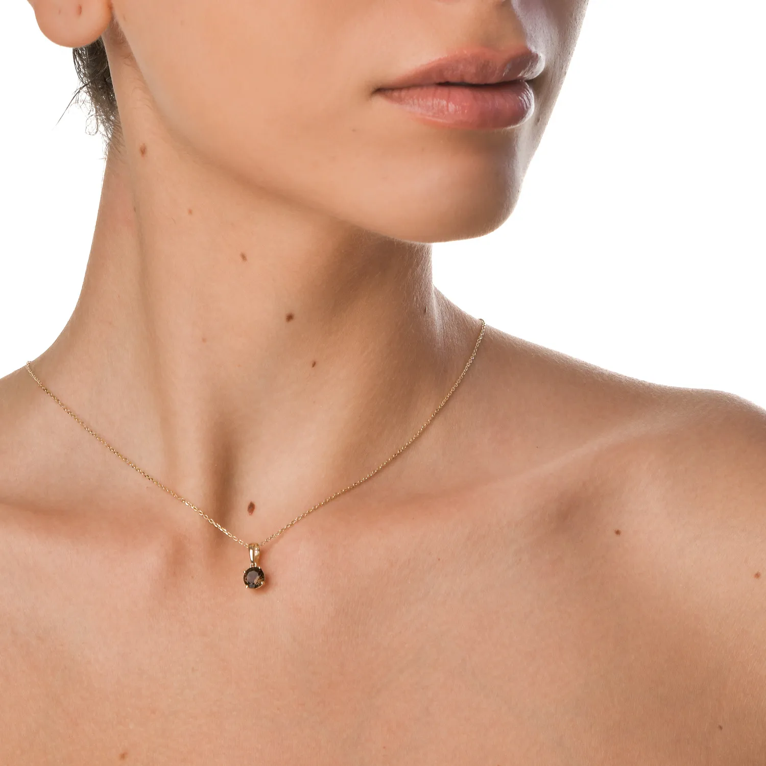 Pandantiv din aur galben cu quartz fumuriu de 0.8ct