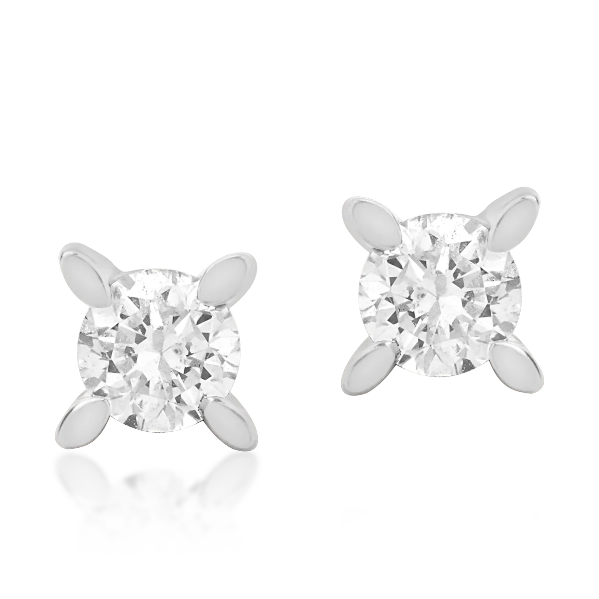 Cercei din aur alb cu diamante solitaire de 0.5ct