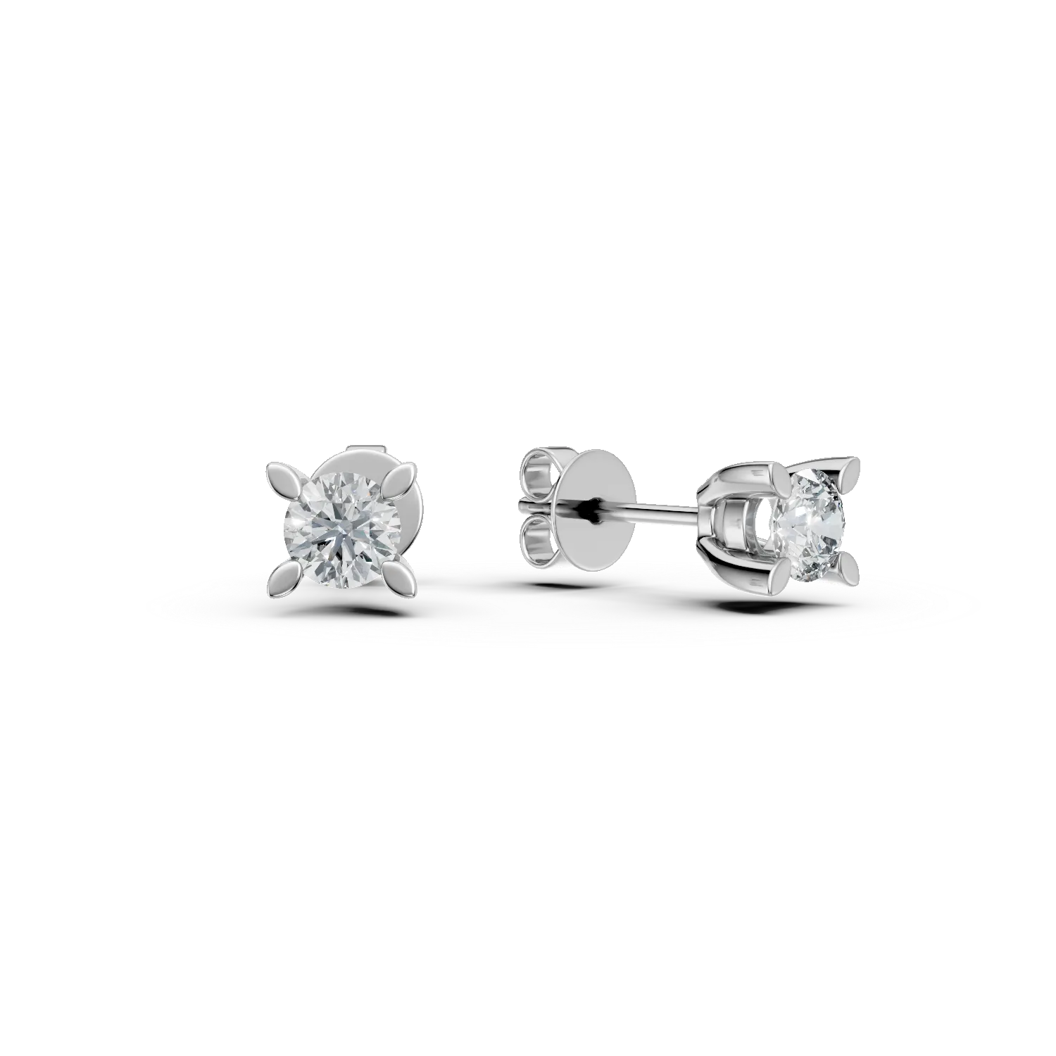 Cercei din aur alb cu diamante solitaire de 0.5ct