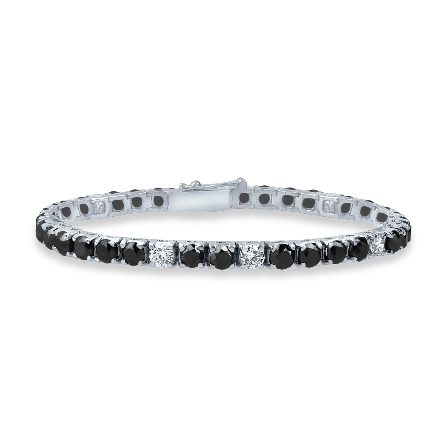 Bratara tennis din aur alb cu diamante negre si incolore de 12.5ct
