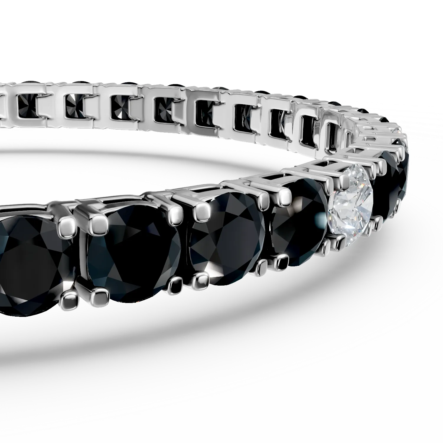 Bransoletka tenisowa z białego złota z 11.3ct czarnymi i bezbarwnymi diamentami