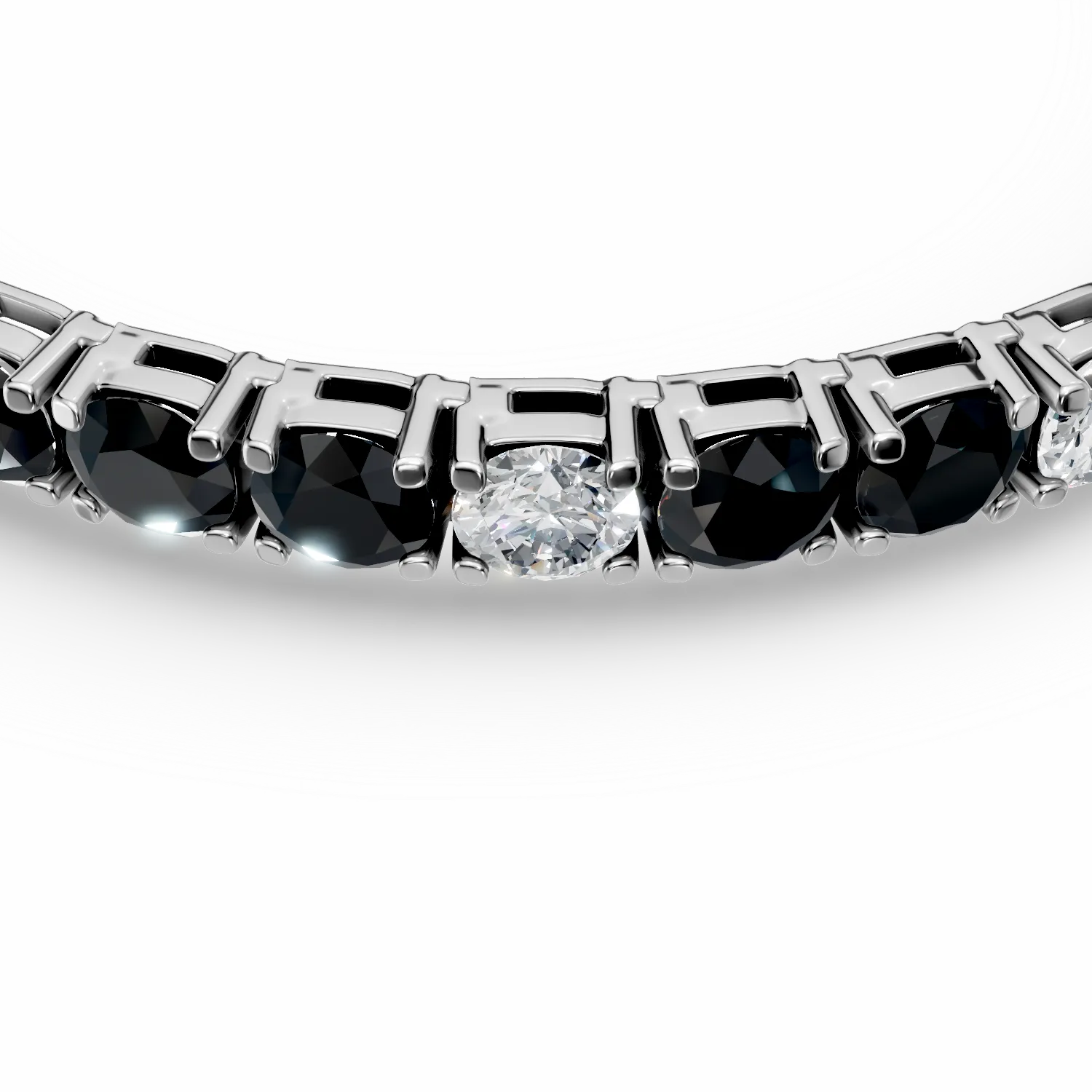Bransoletka tenisowa z białego złota z 11.3ct czarnymi i bezbarwnymi diamentami