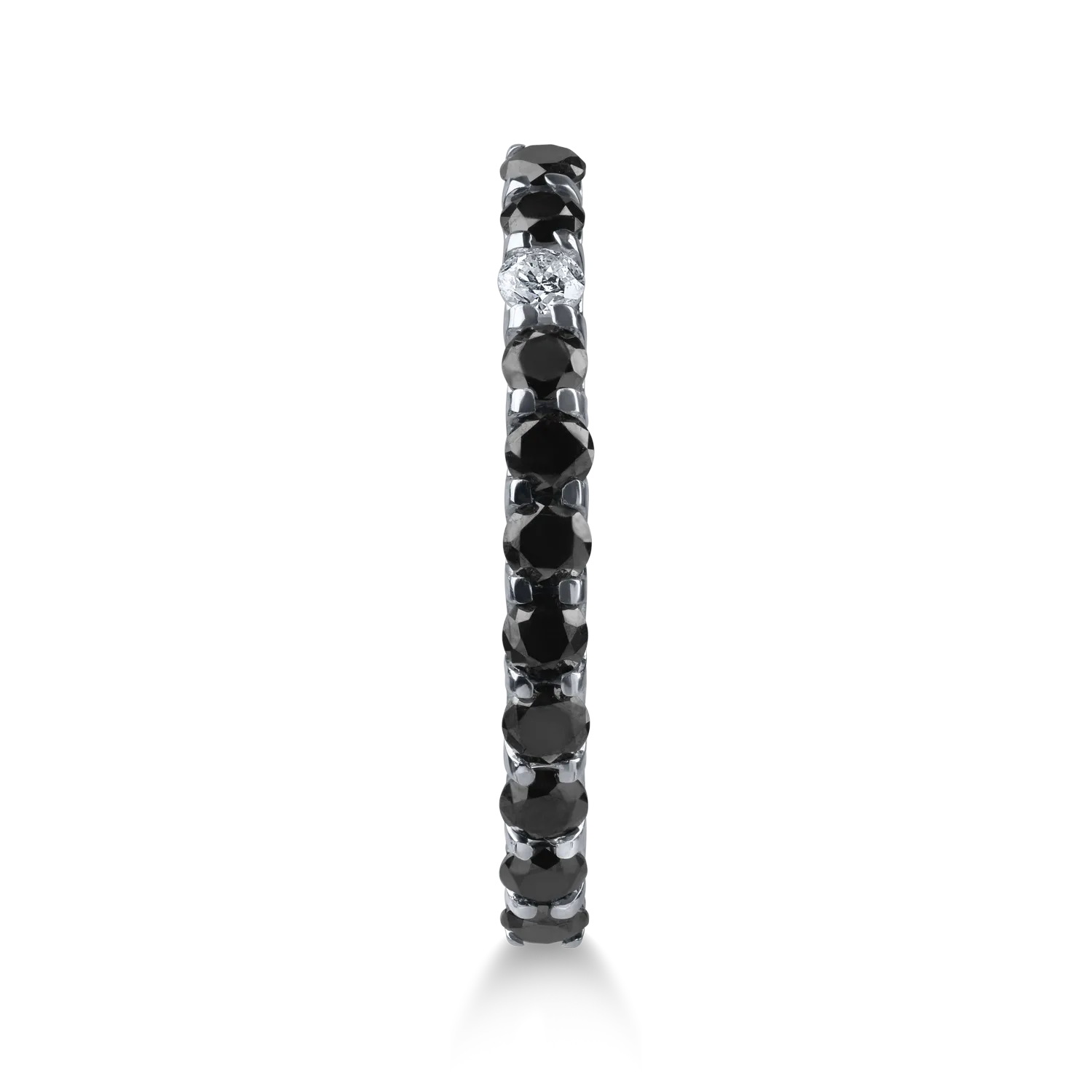 White gold half eternity ring with black and clear diamonds of 0.37ct