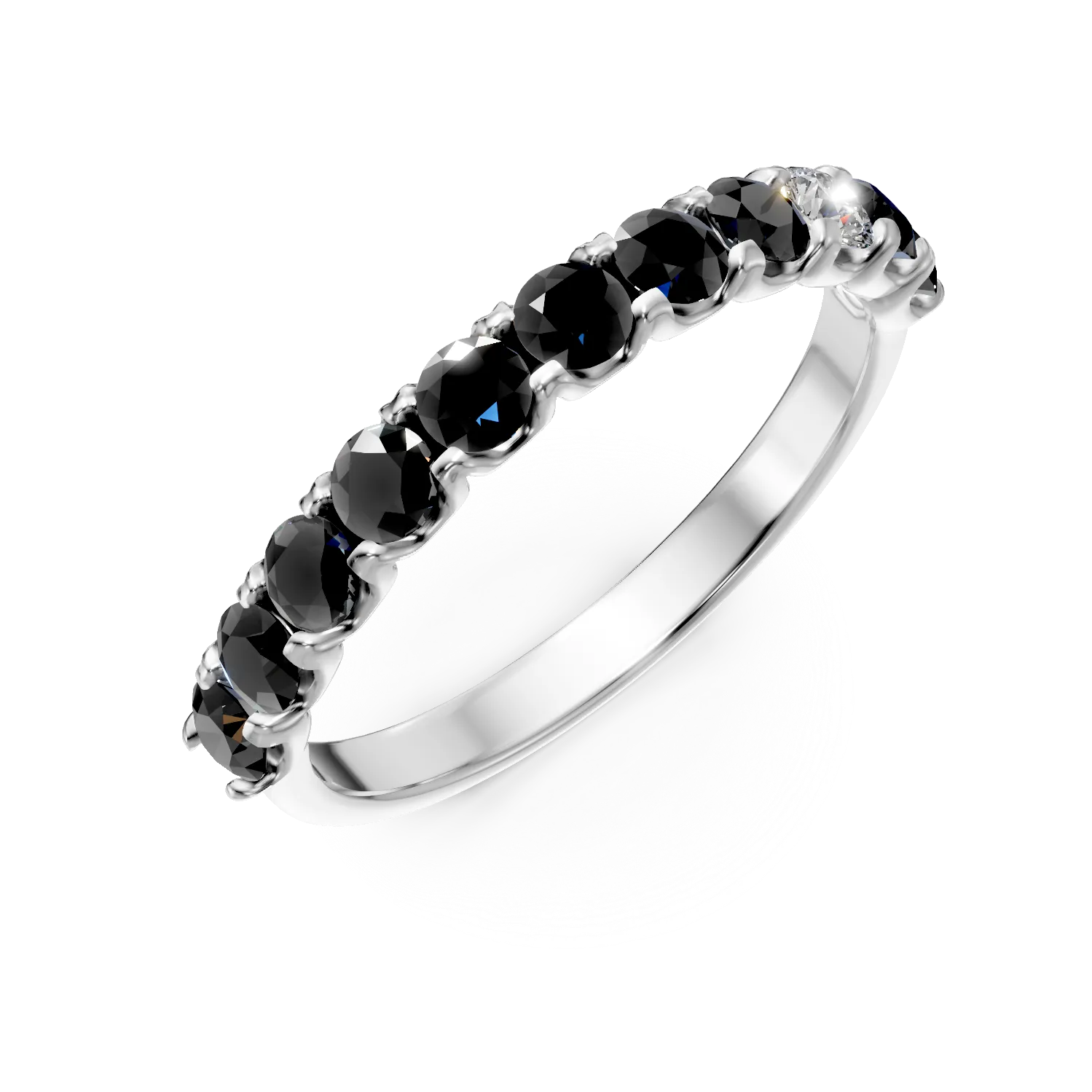 Inel semi eternity din aur alb cu diamante negre si incolore de 0.97ct-186638