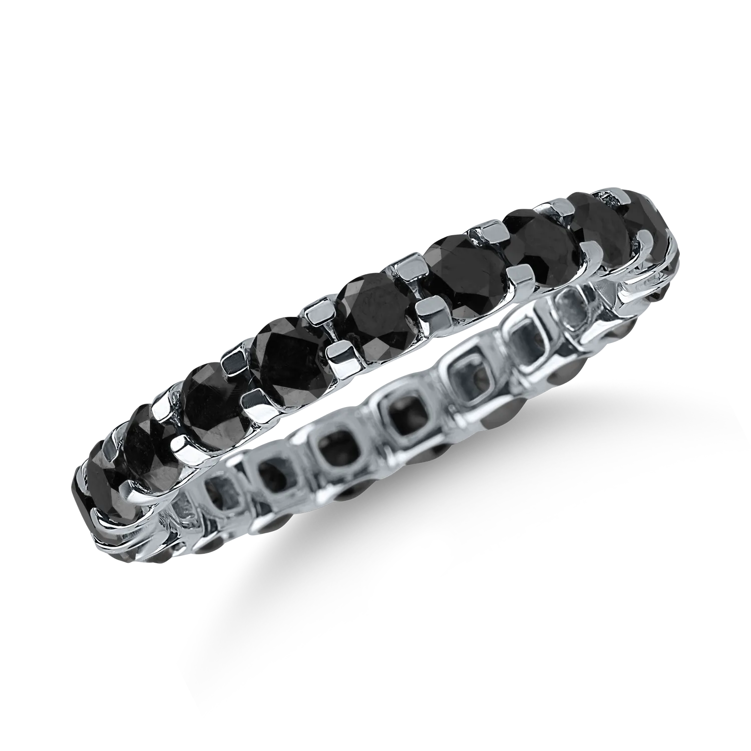 Inel eternity din aur alb cu diamante negre de 2.4ct