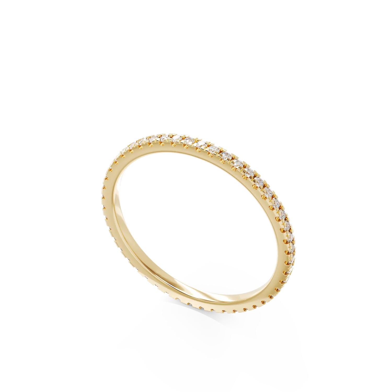 Pierścionek wieczności z żółtego złota z diamentami o masie 0.2 ct