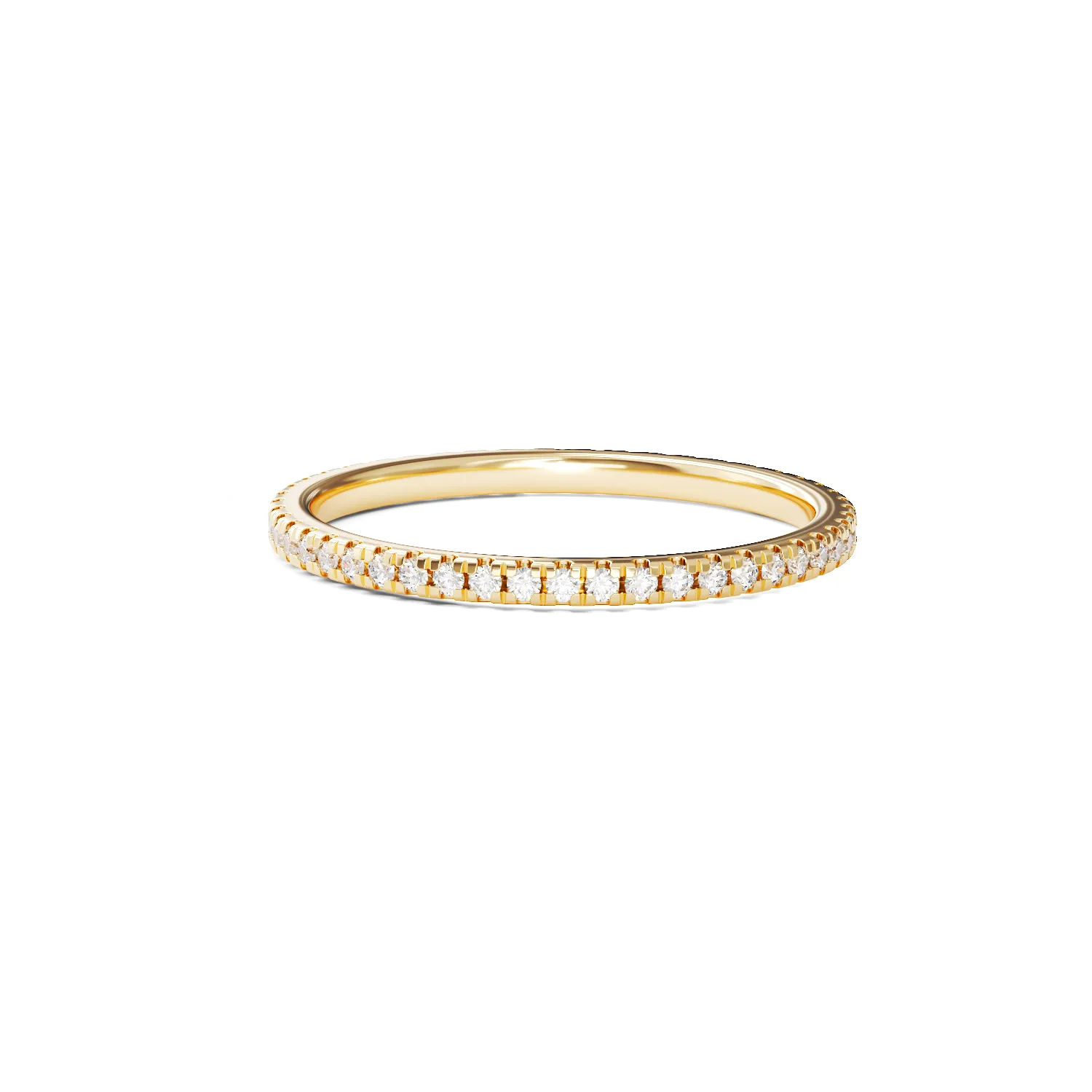 Pierścionek wieczności z żółtego złota z diamentami o masie 0.2 ct