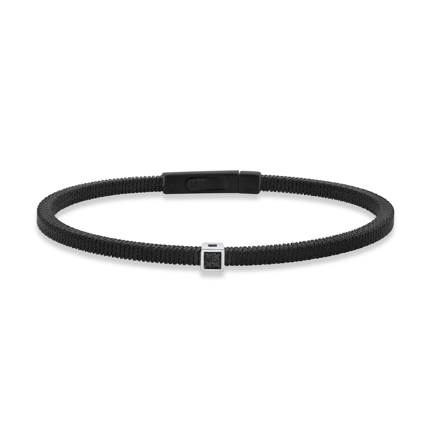 White gold and steel bracelet with 0.04ct black diamonds