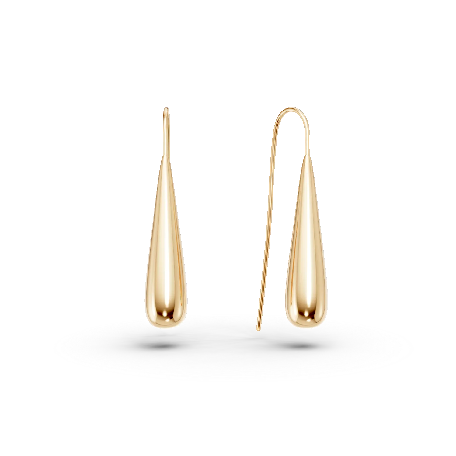 Yellow gold long teardrop earrings