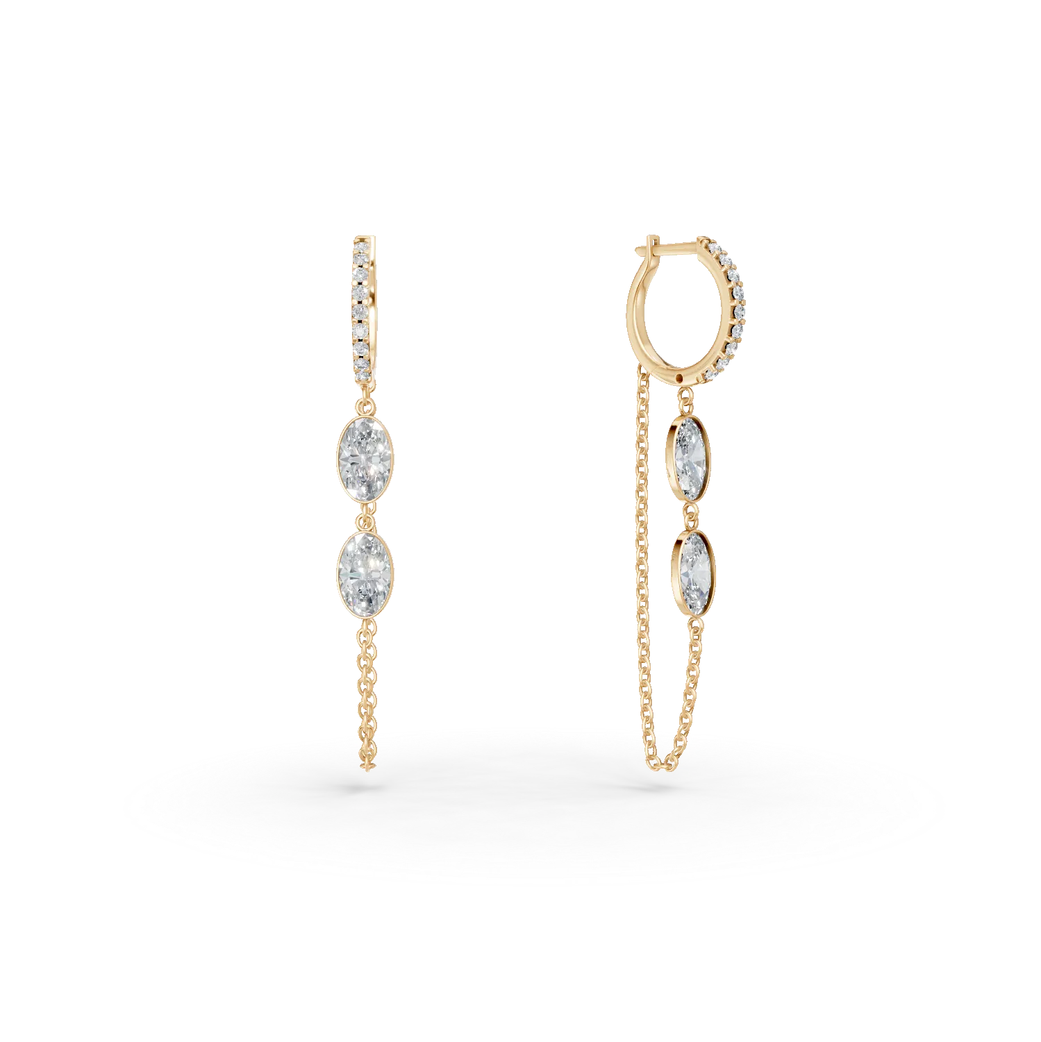 Yellow gold earrings with zirconia