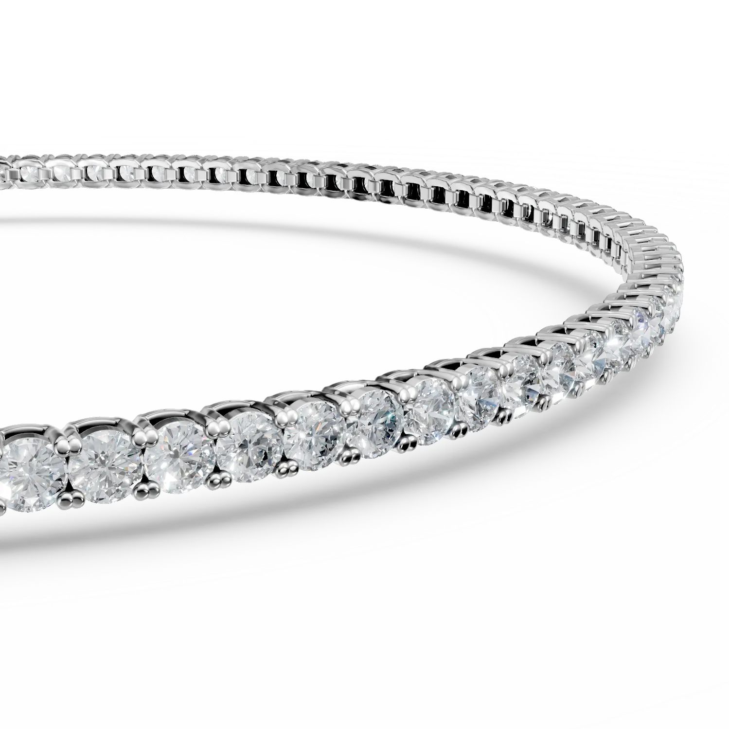 Bratara tennis din aur alb cu diamante de 3ct