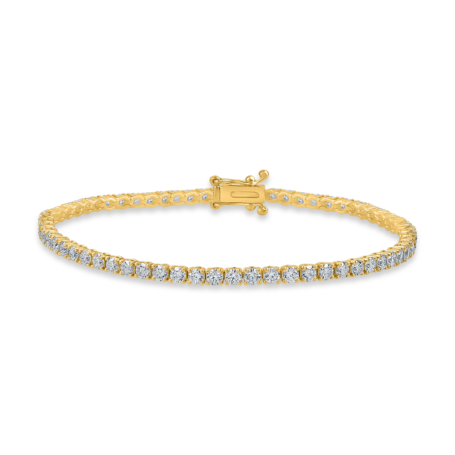 Yellow gold tennis bracelet with 4ct diamonds