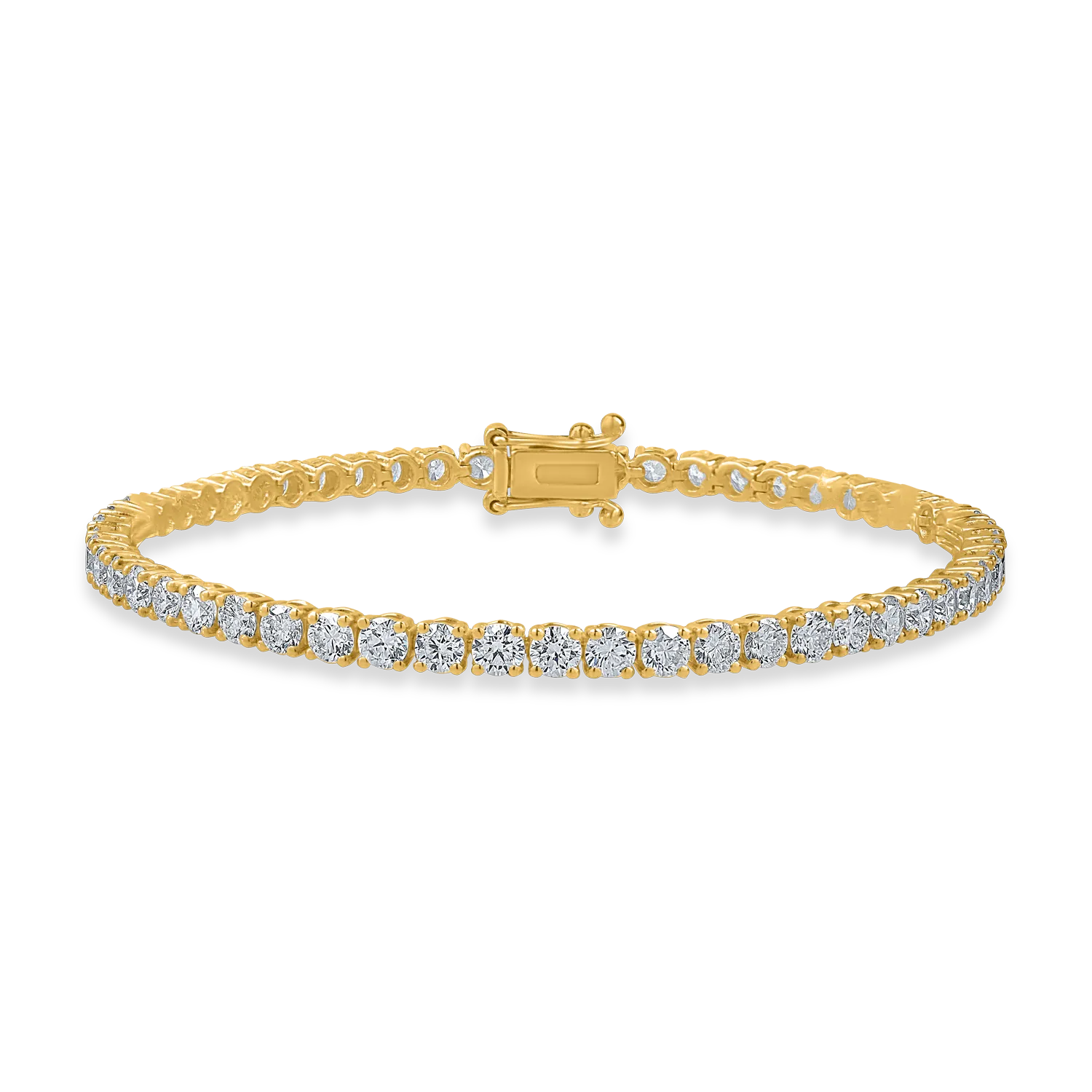 Yellow gold tennis bracelet with 5ct diamonds